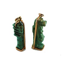 Una diosa egipcia Hipopótamo Taweret Taueret Dije Tallado Oro Amarillo 14 Kilates