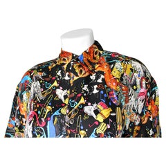 One Eight Hundred Party Animals Silk Print Button-Up Shirt circa 1990s
