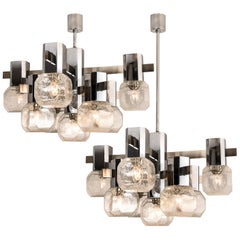 one Exceptional Chrome Sputnik Chandelier in the Style of Sciolari, 1970s