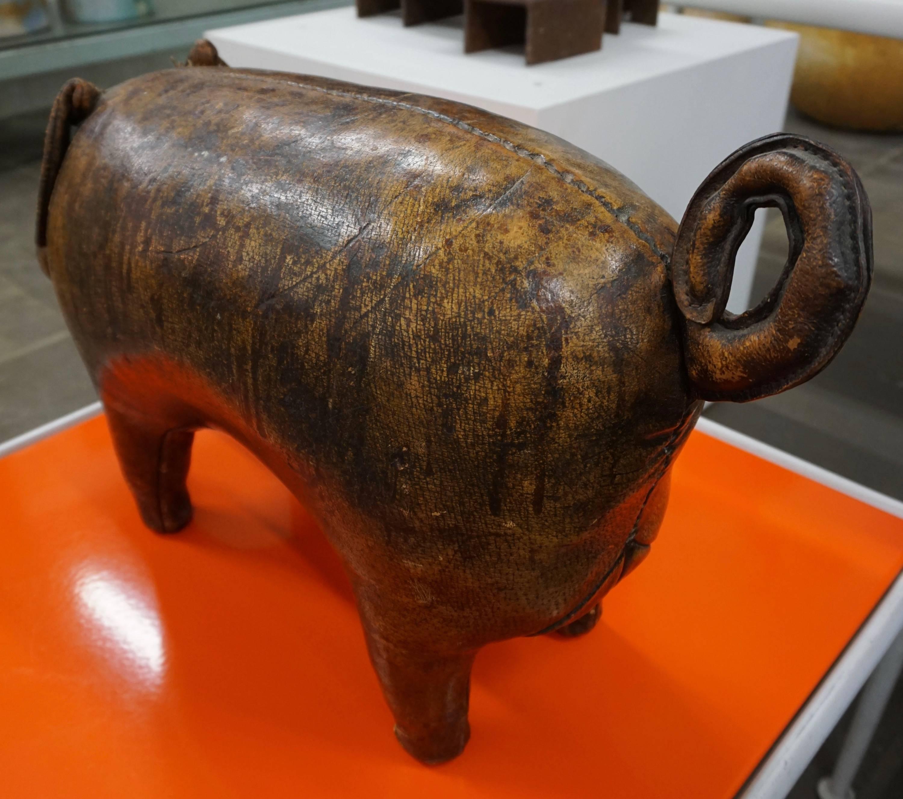 Mid-20th Century One Eyed Leather Pig