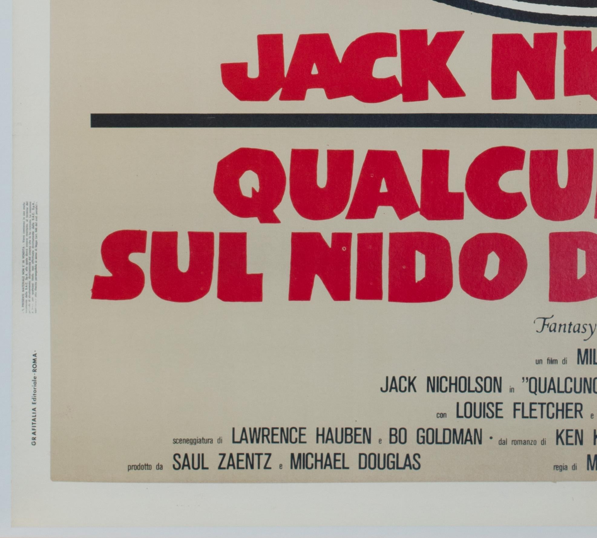 One Flew Over the Cuckoo's Nest 1976 Italienisches 2 Foglio-Filmplakat im Angebot 2