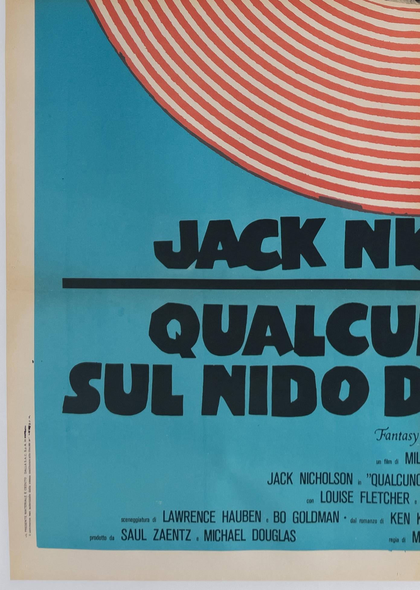 Linen One Flew Over the Cuckoo's Nest R1970s Italian 2 Foglio Film Poster For Sale