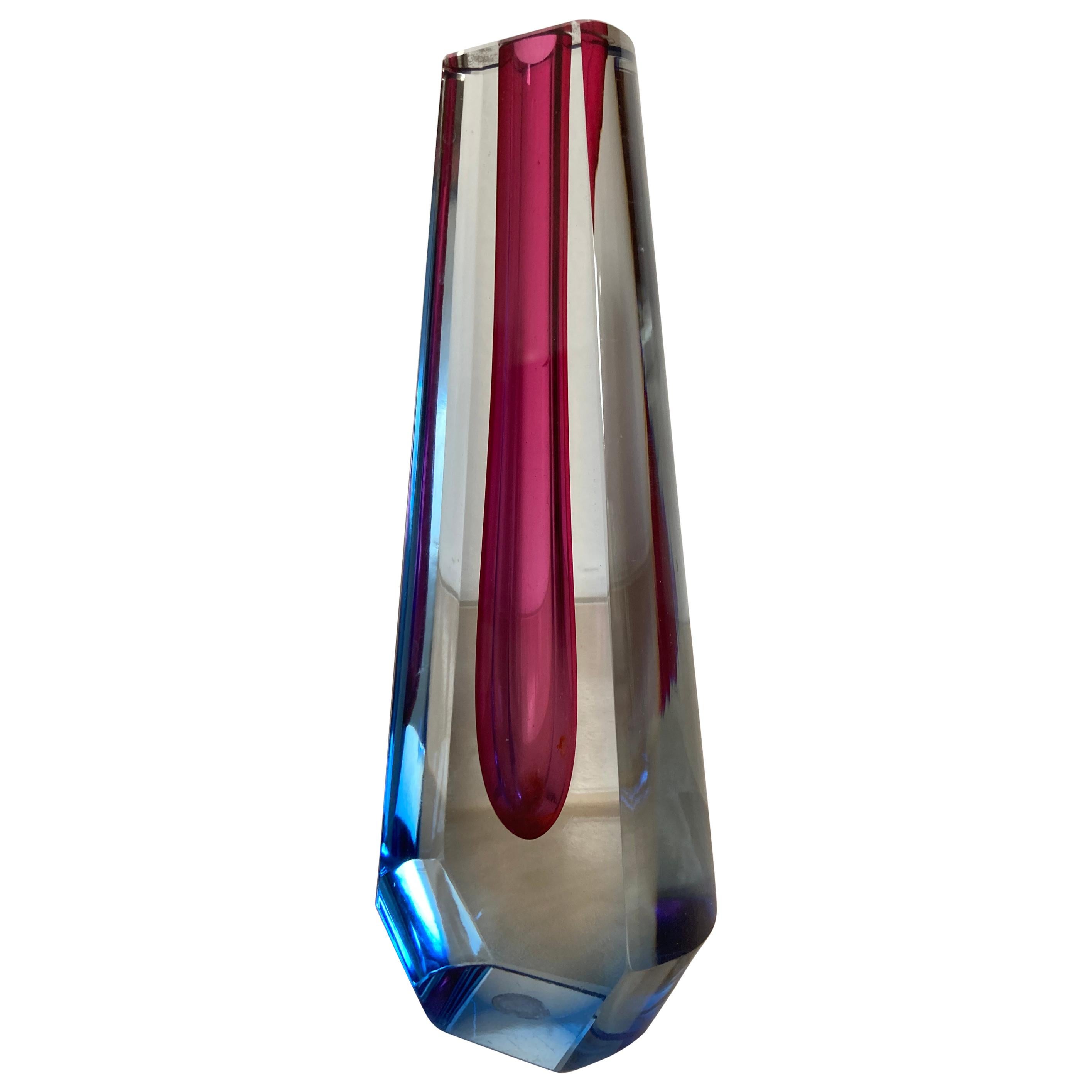 One Flower Mid Century Glass Vase by Pavel Hlava, 1970s