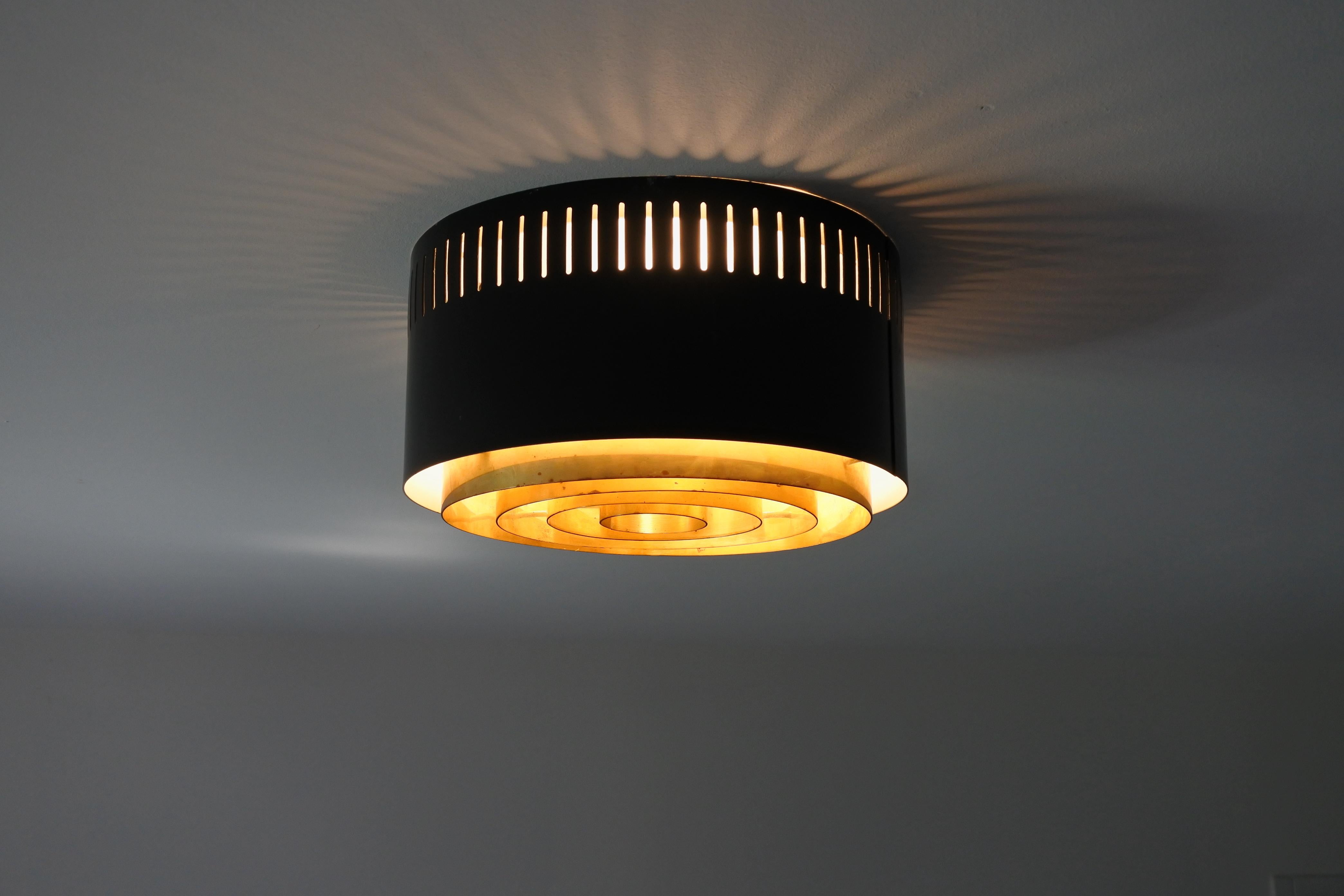 Mid-Century Modern One Flush Mount Ceiling Lamp by Itsu, Finland, 1960s
