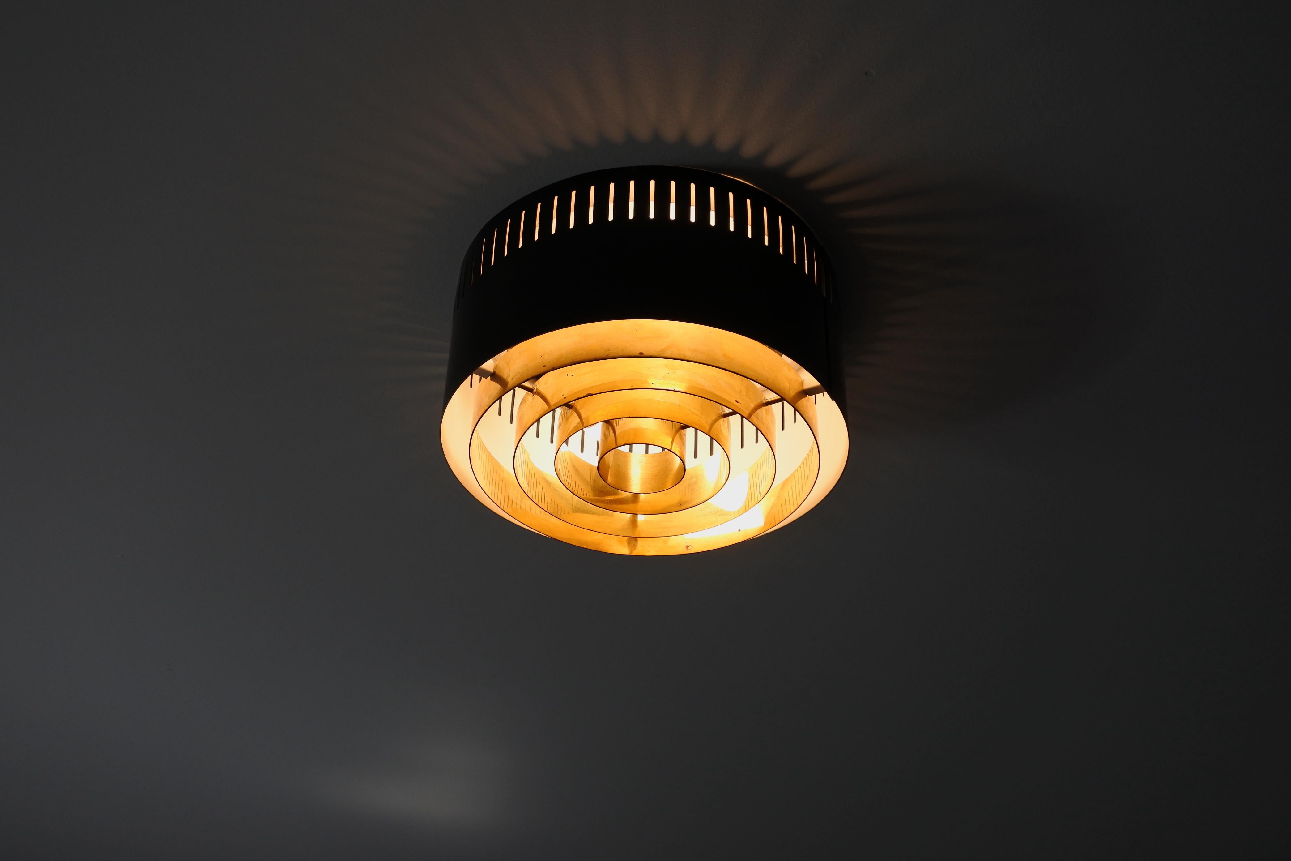 Lacquered One Flush Mount Ceiling Lamp by Itsu, Finland, 1960s