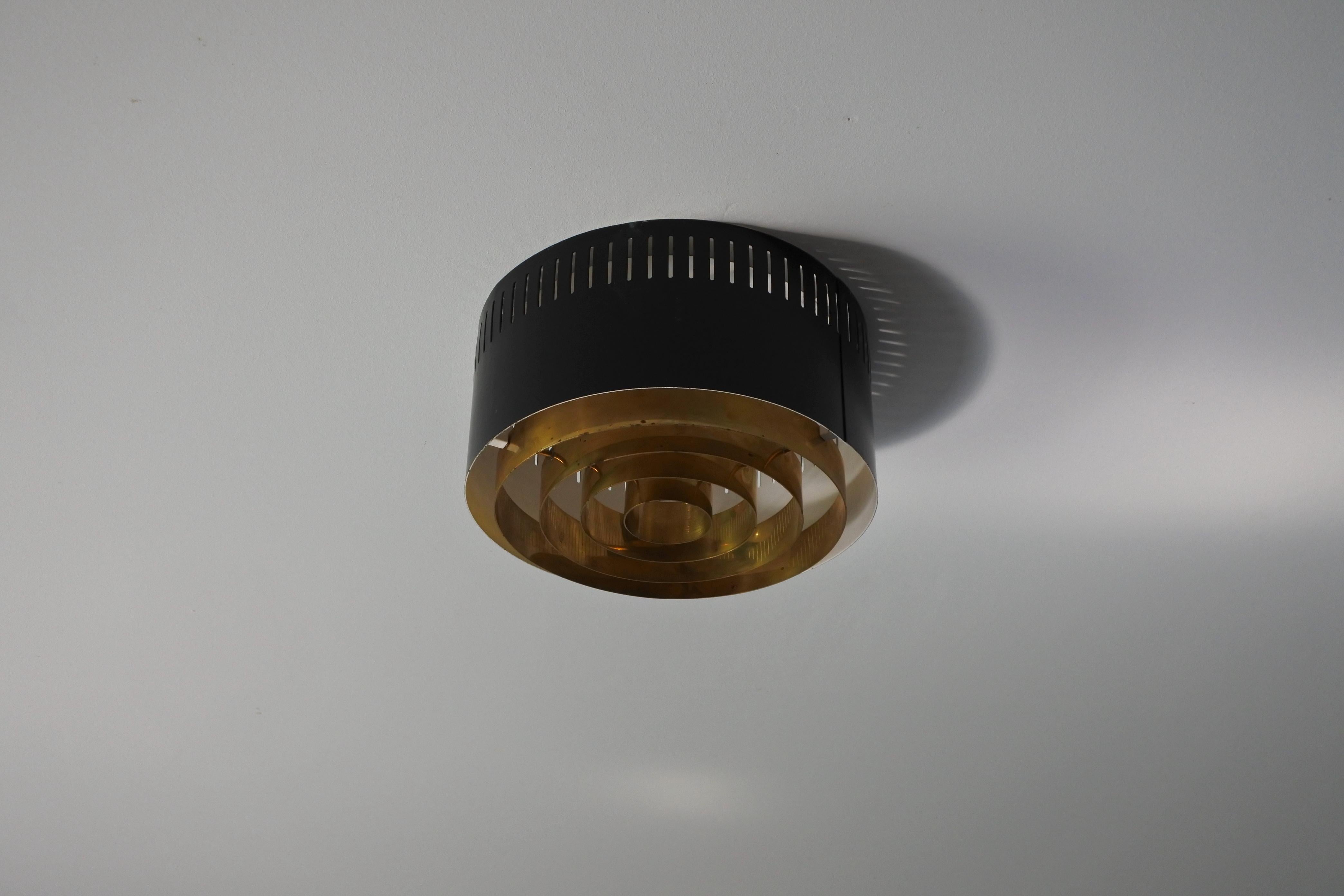 One Flush Mount Ceiling Lamp by Itsu, Finland, 1960s In Good Condition In La Teste De Buch, FR