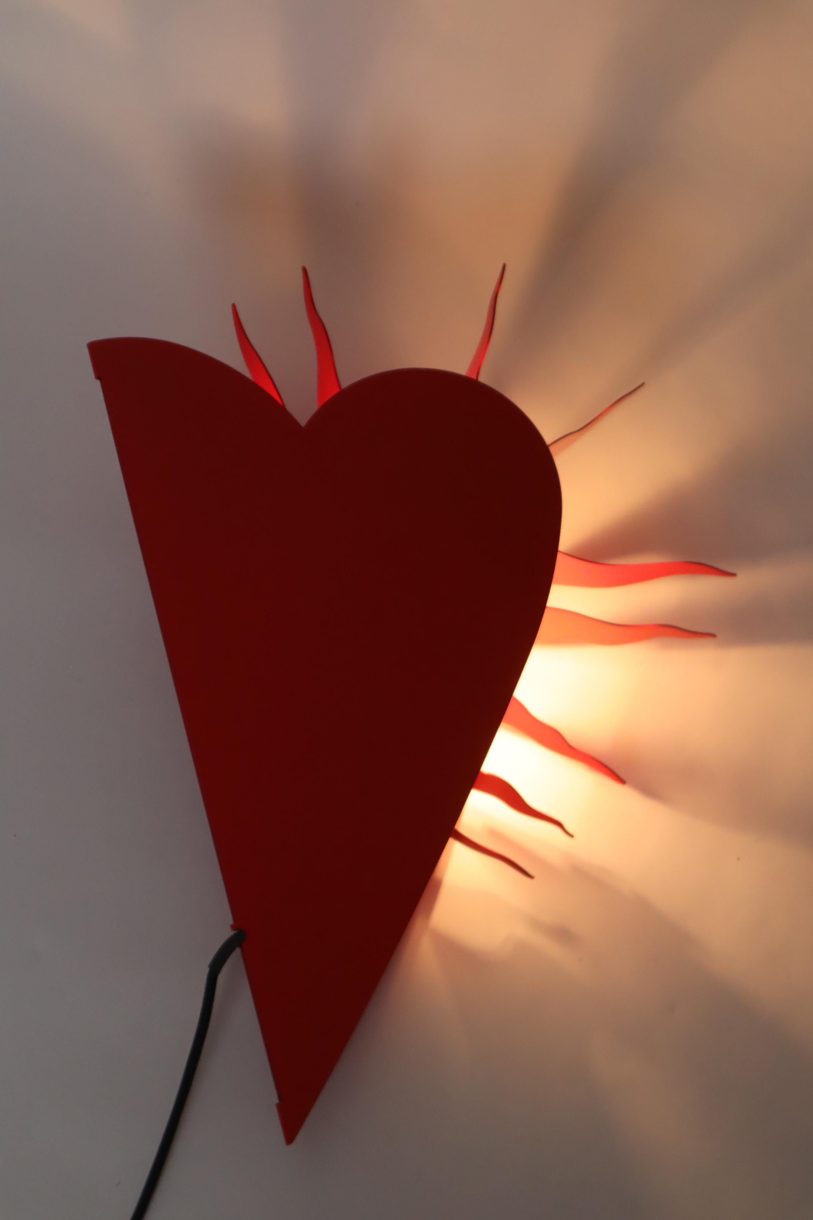 One For The Recession Wall Lamp In A Red Heart Shape by Ingo Maurer 1994 For Sale 10