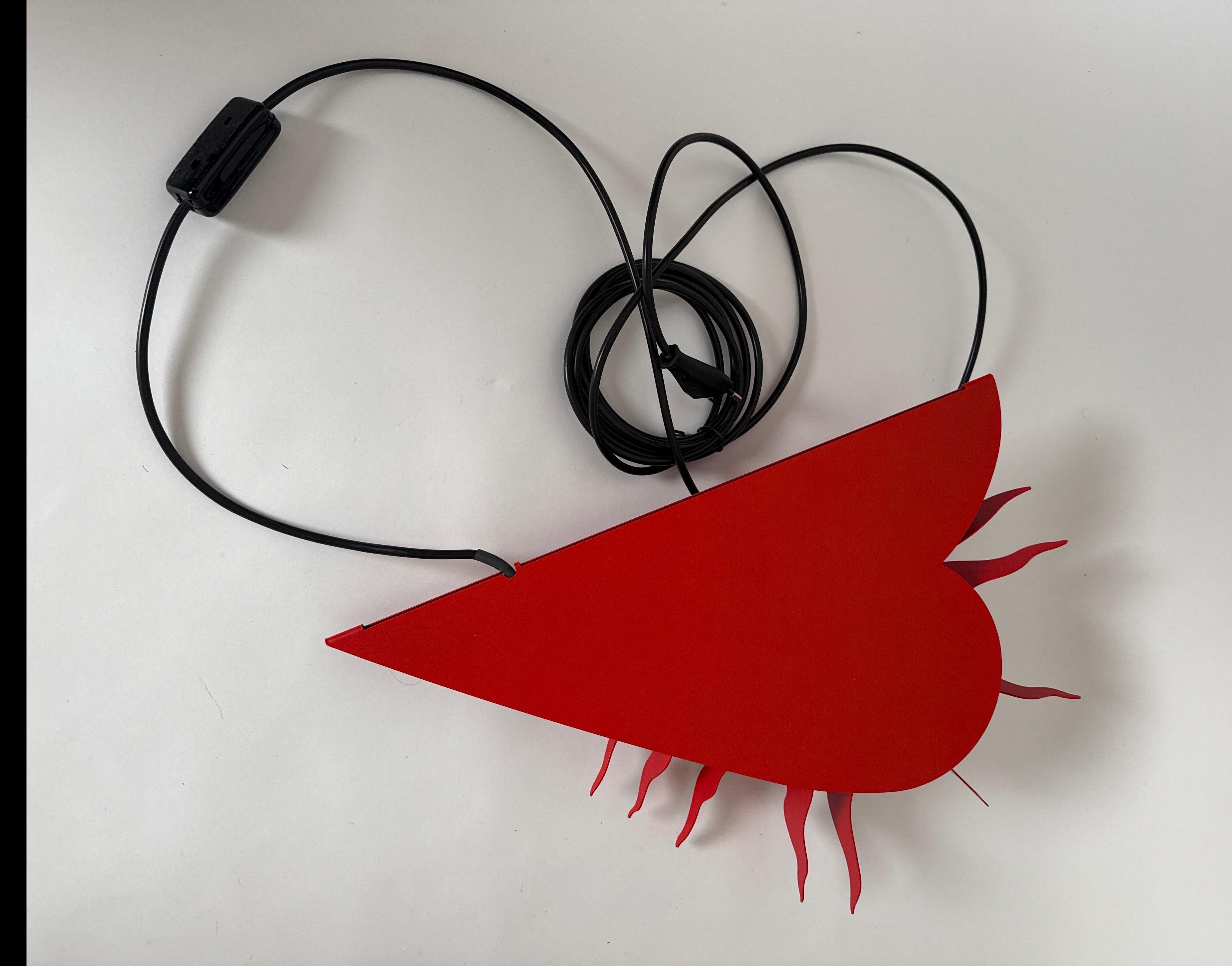 Post-Modern One For The Recession Wall Lamp In A Red Heart Shape by Ingo Maurer 1994 For Sale