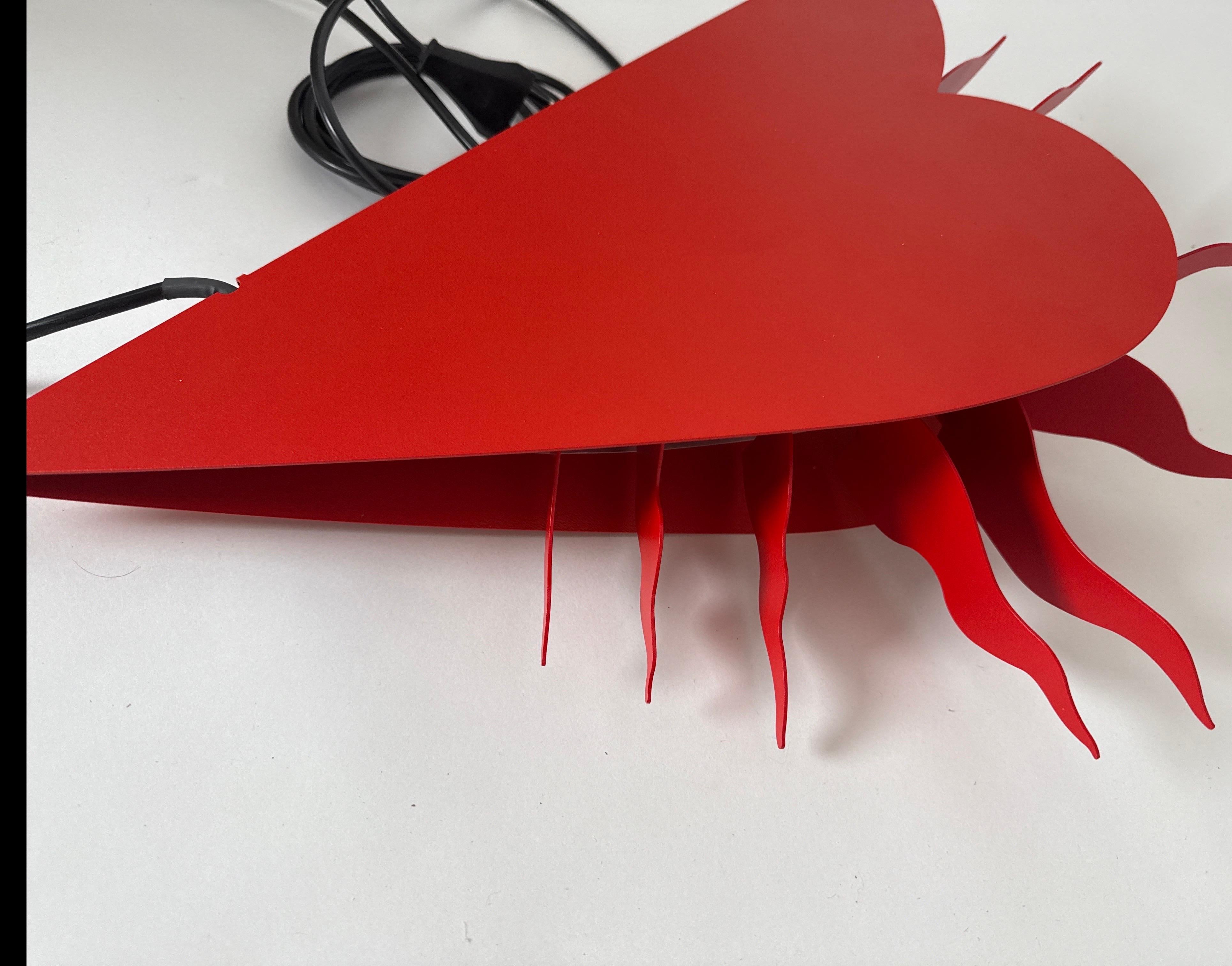 German One For The Recession Wall Lamp In A Red Heart Shape by Ingo Maurer 1994 For Sale