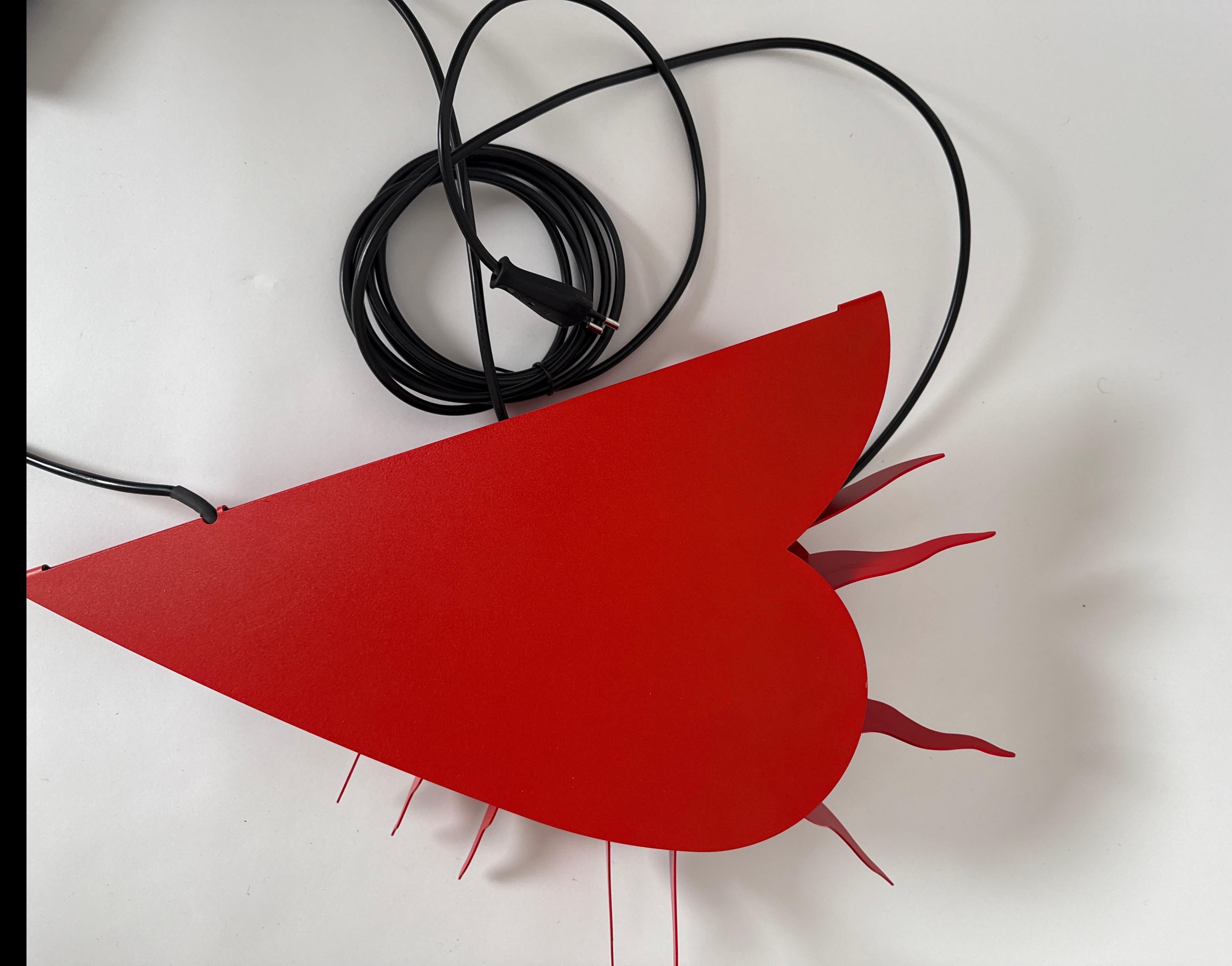 Hand-Crafted One For The Recession Wall Lamp In A Red Heart Shape by Ingo Maurer 1994 For Sale