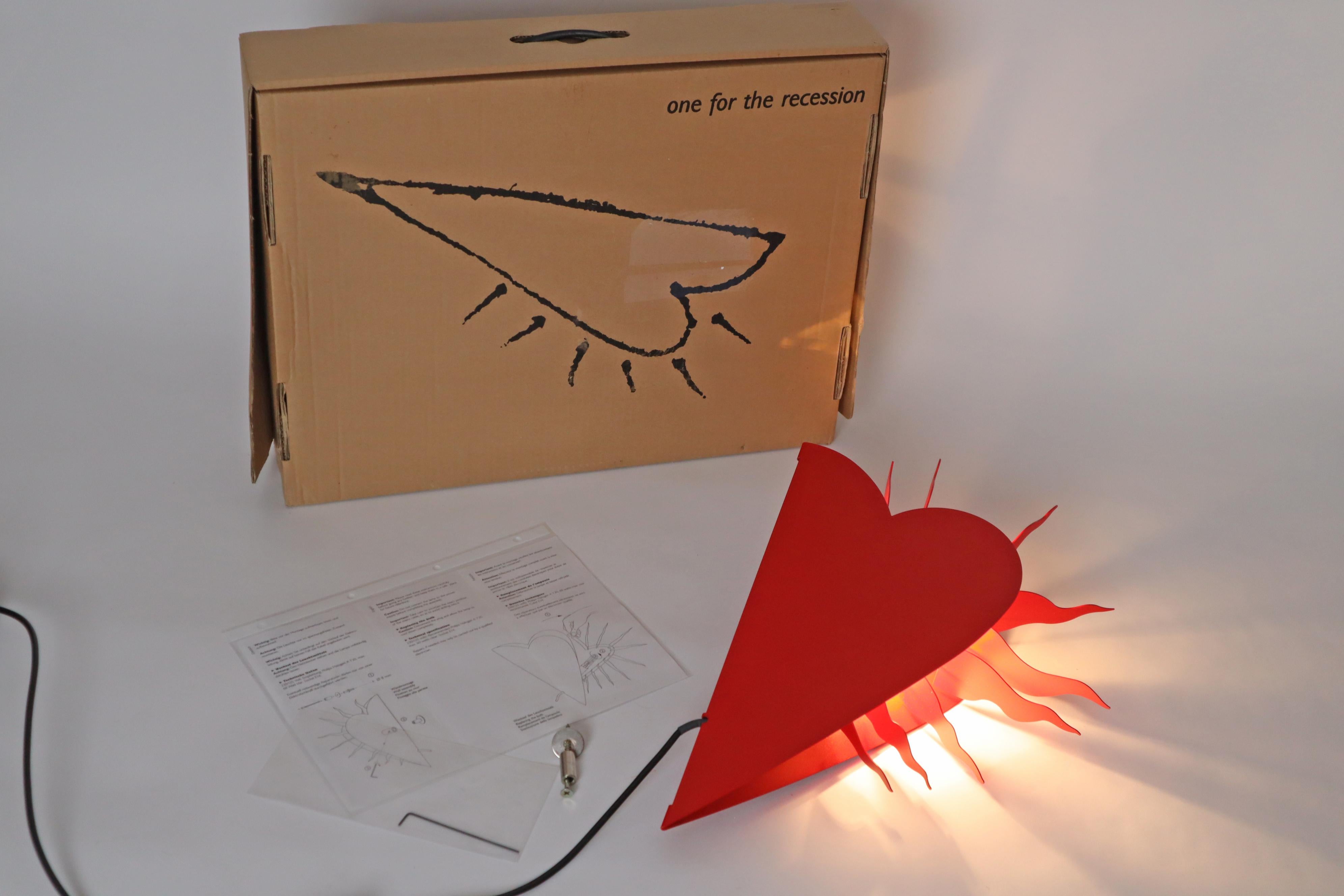 One For The Recession Wall Lamp In A Red Heart Shape by Ingo Maurer 1994 For Sale 1