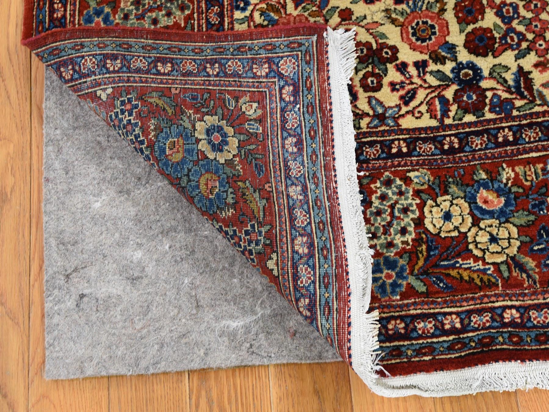 Hand-Knotted One From A Pair Antique Persian Kashan Exc Cond Clean & Soft Hand Knotted Rug For Sale
