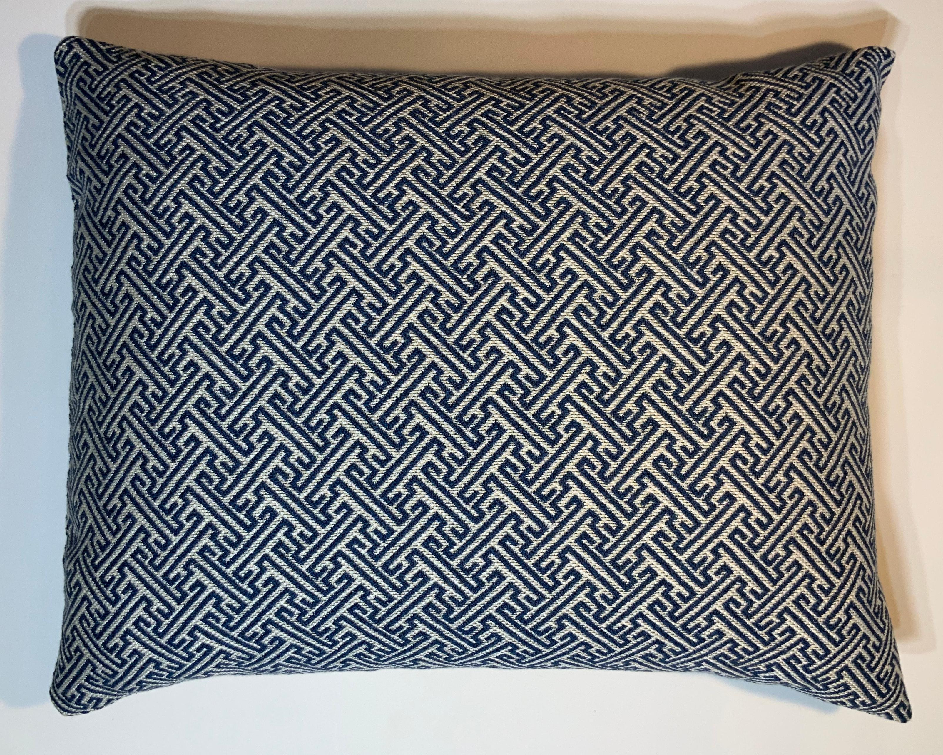 Elegant pillow made of fine quality vintage French textile, geometric motif on two sides fresh quality insert.
 