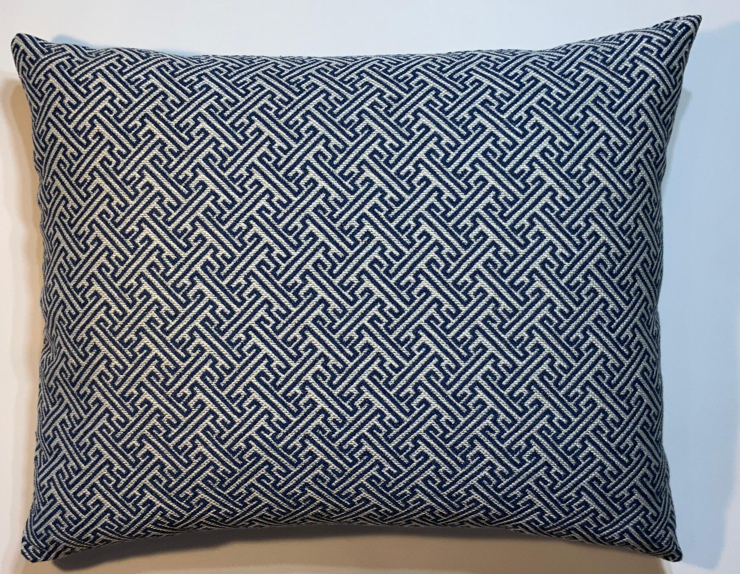 Elegant pillow made of fine quality vintage French textile, geometric motif on two sides fresh quality insert.
   