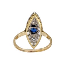 One Georgian Sapphire and Pink Diamond Marquise Shaped White and Yellow Gold