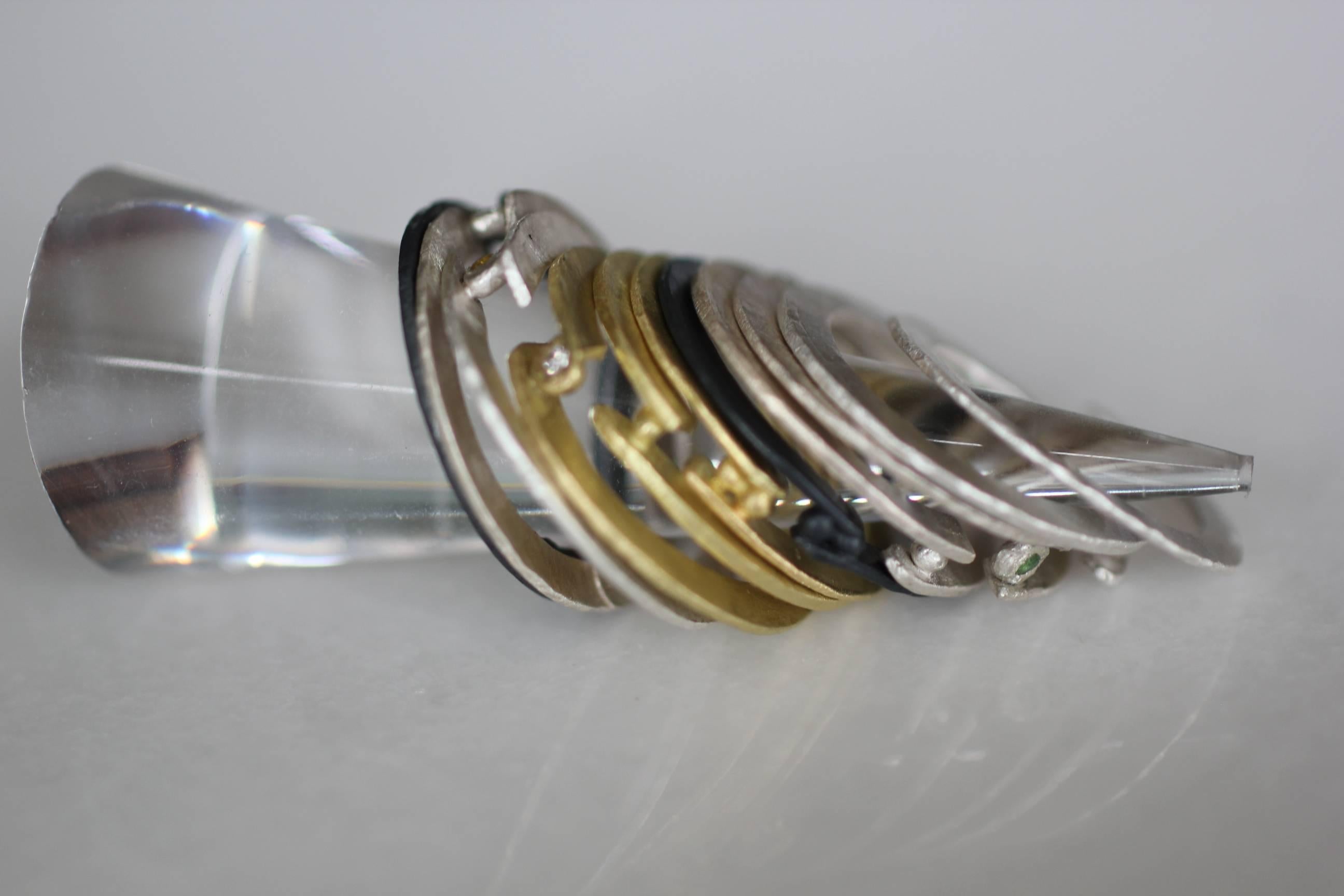 One Granule Moderner Ring aus oxidiertem Sterlingsilber mit Oxidiertem Sterlingsilber Mehr Mode-Stapeldesigns im Angebot 5