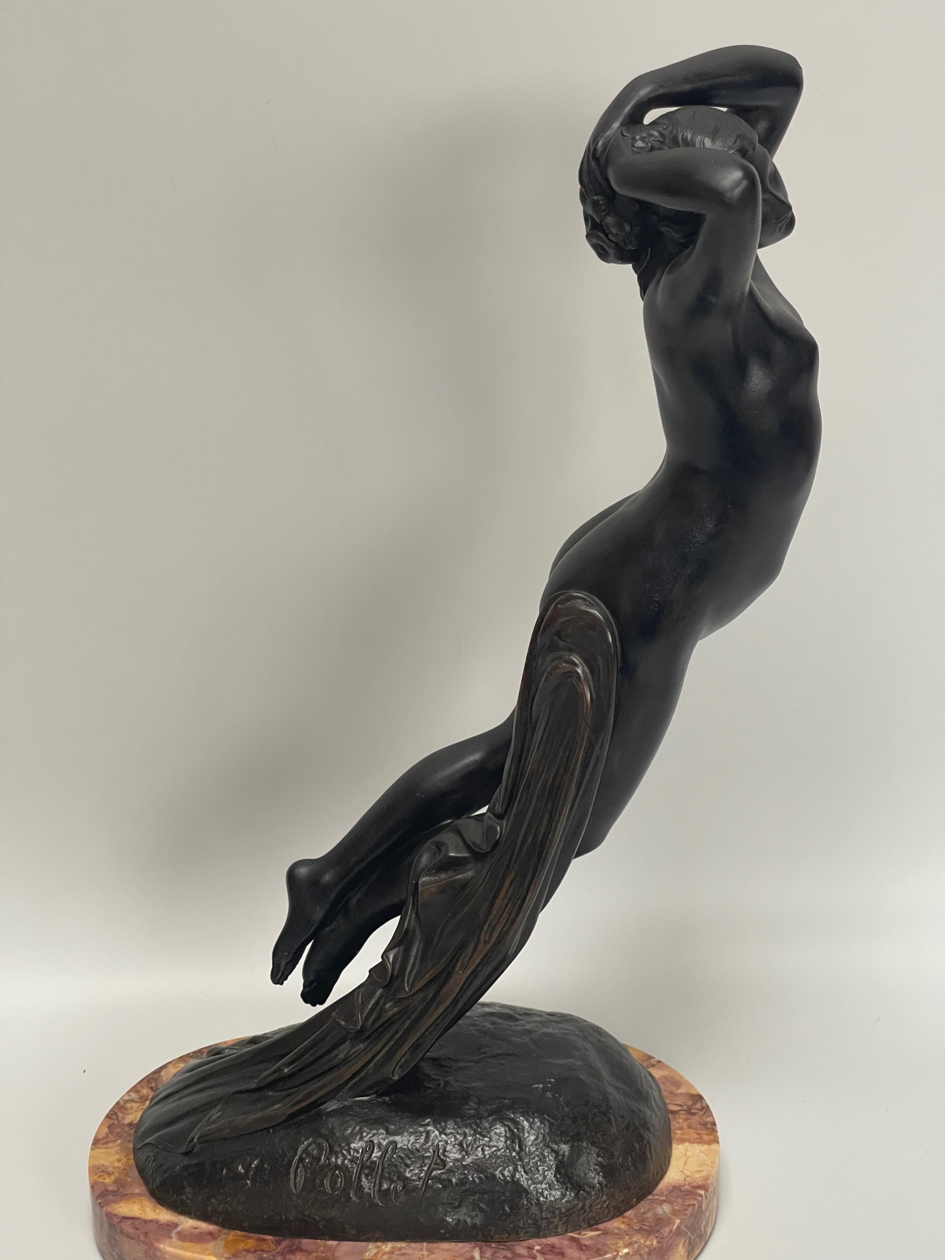 One Hour of the Night Bronze Sculpture by Joseph Michel Pollet For Sale 5