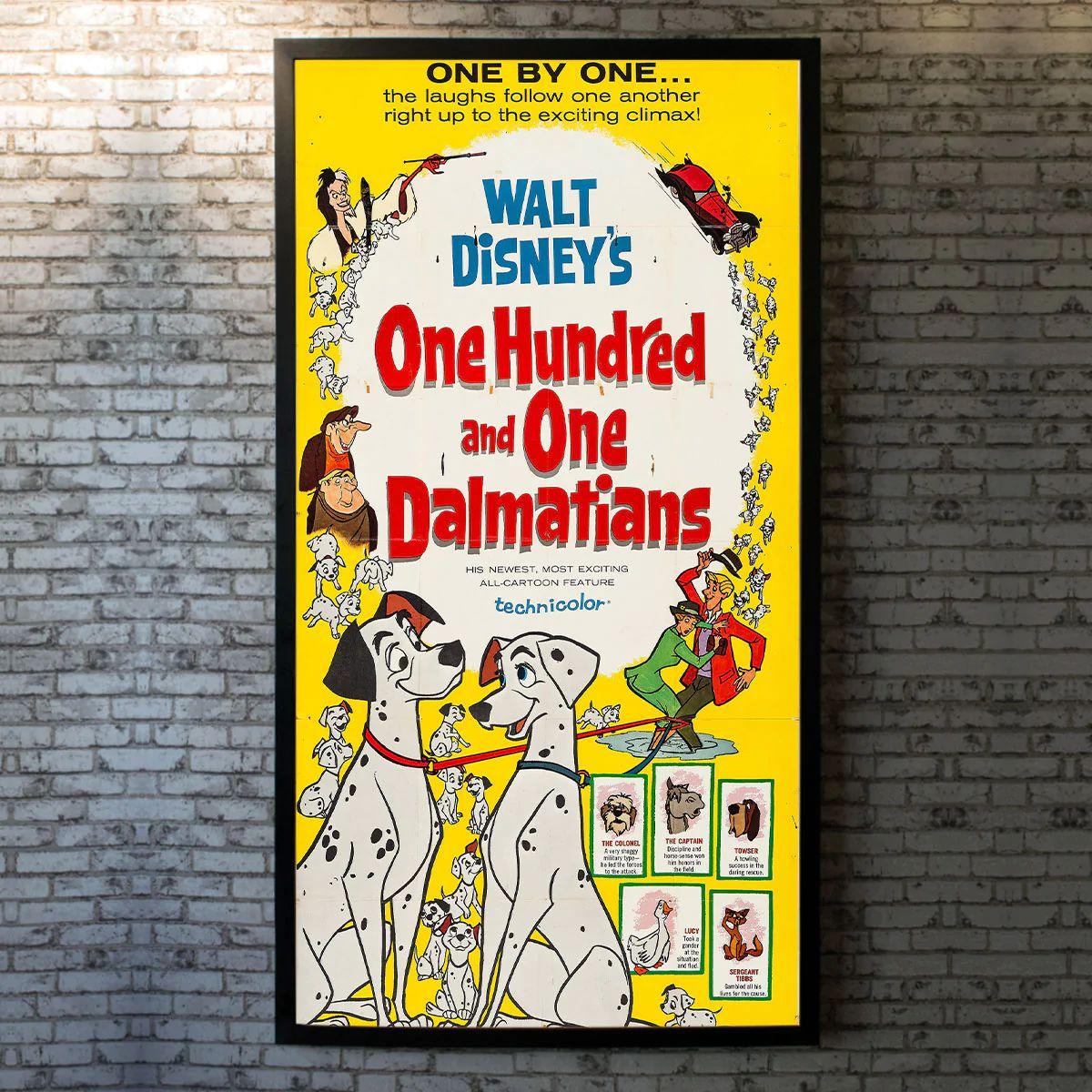 One Hundred and One Dalmatians / 101 Dalmatians, Unframed Poster, 1961

Three Sheet (41 X 84 Inches). When a litter of Dalmatian puppies are abducted by the minions of Cruella de Vil, the parents must find them before she uses them for a diabolical