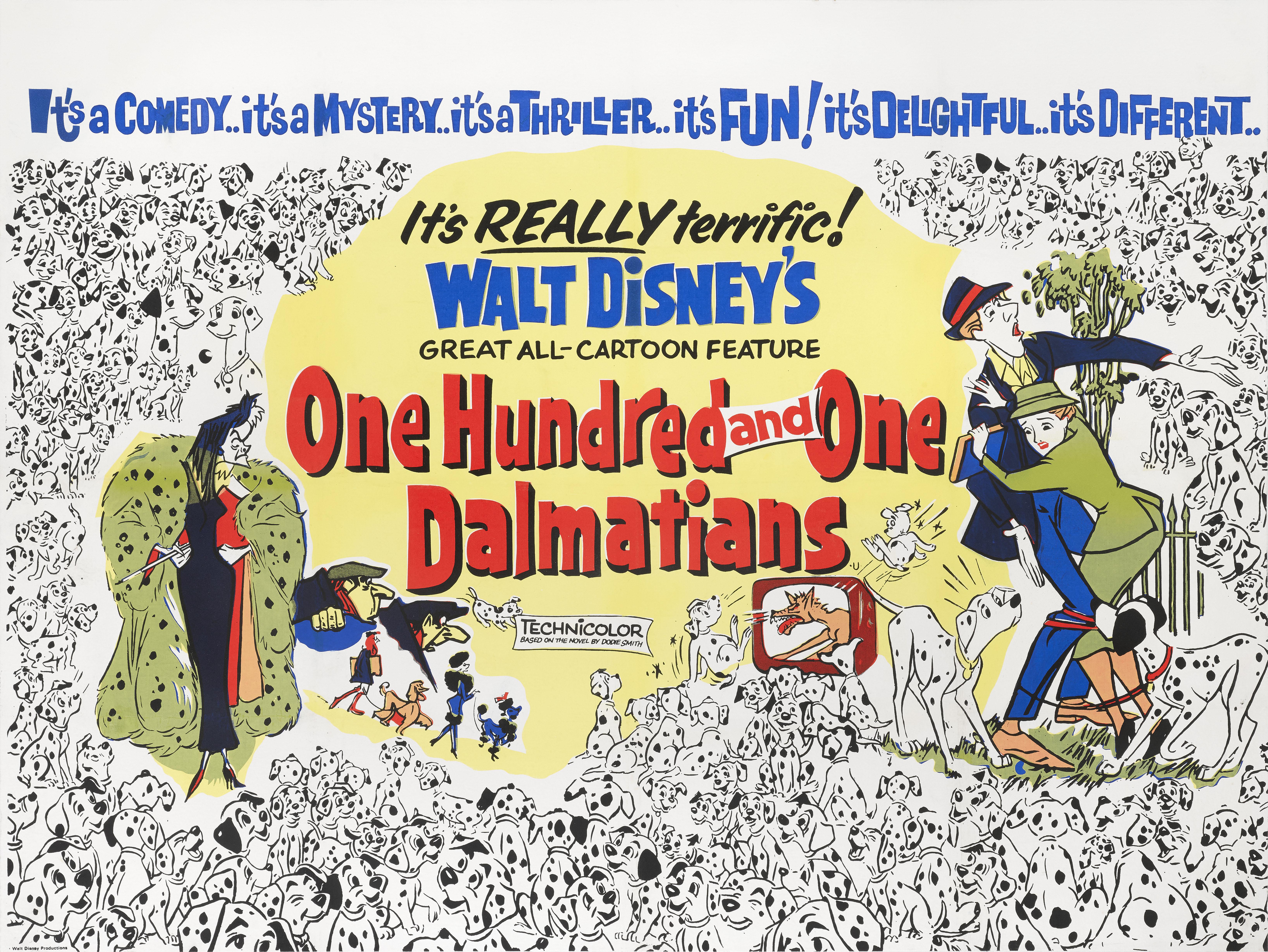 Originales britisches Filmplakat für den Walt Disney-Zeichentrickfilm von 1961.
Dieses Plakat wurde für die Wiederveröffentlichung des Films im Jahr 1969 entworfen.
Die Regie bei dieser Animation führten Clyde Geronimi, Hamilton Luske und Wolfgang