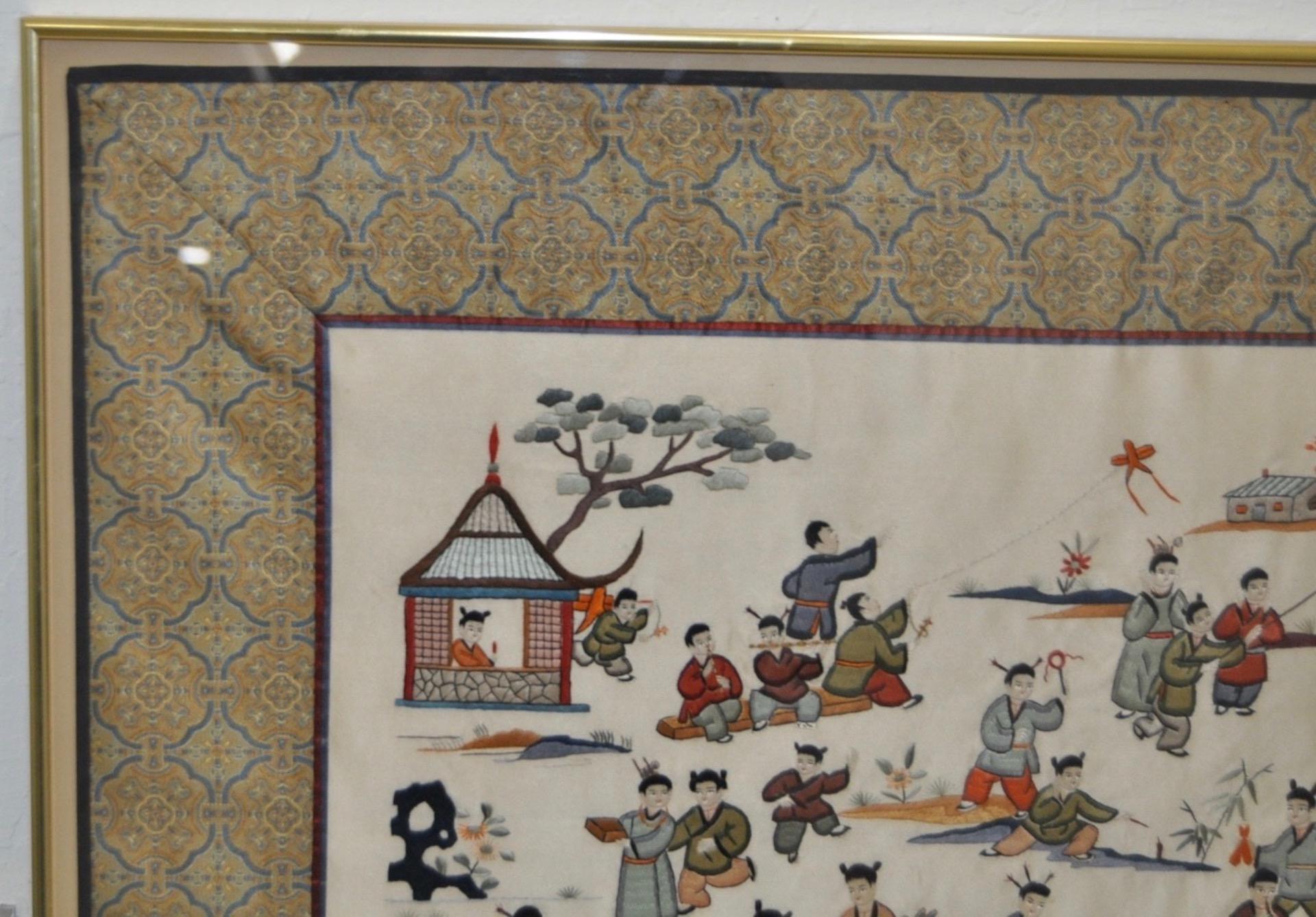 120 cm x 73 cm 100 Boys Details about   Handwoven Silk Chinese Embroidery #2 