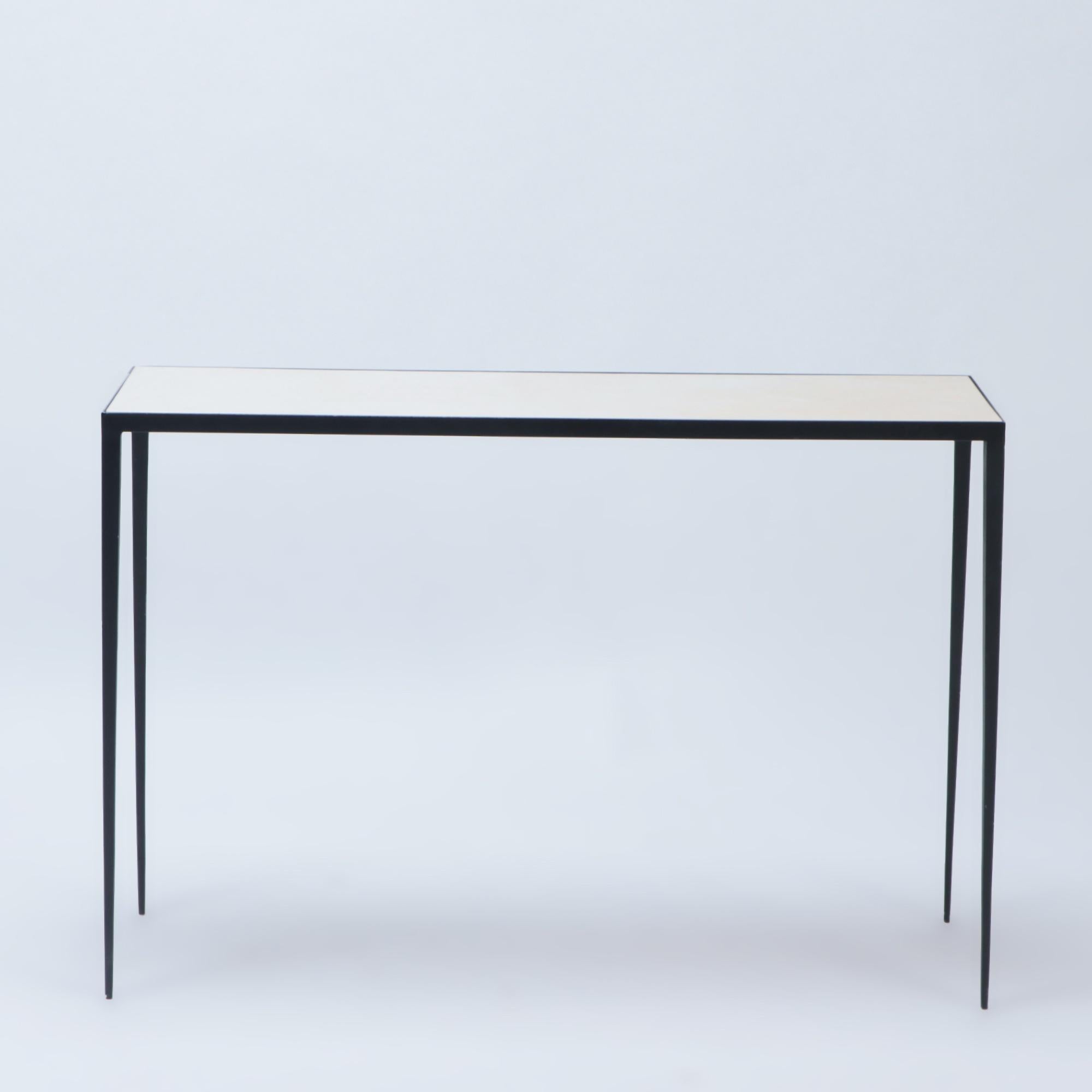 Mid-Century Modern One Iron and Parchment Console, Contemporary