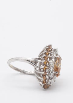 One Ladies 1.6 Ct Brown Diamond Marquise Cut Ring in 18 Kt White Gold