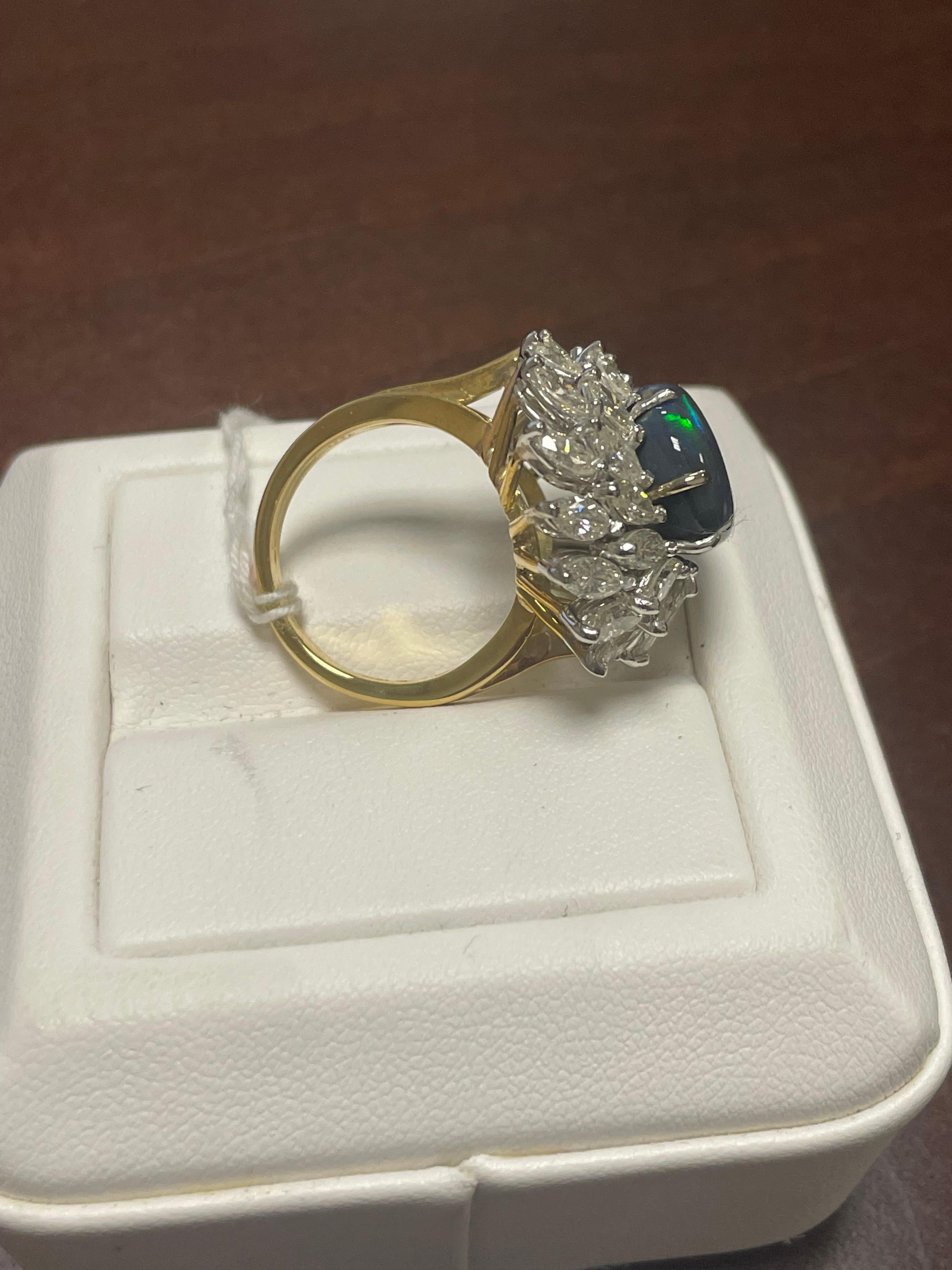 One Lady's Schwarze Opal- und Diamantringe aus Platin (Art déco) im Angebot