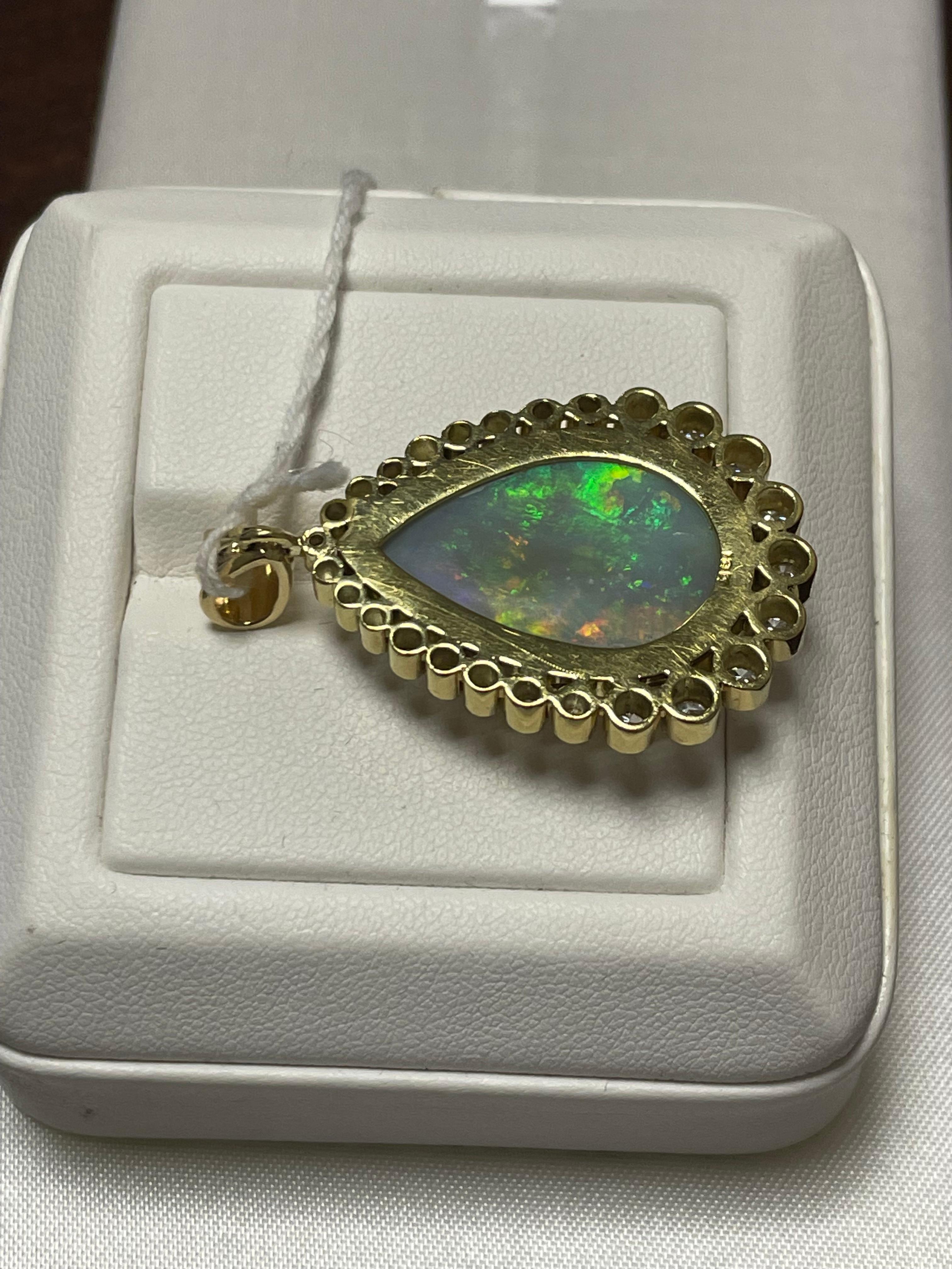 Cabochon One Lady's Opal and Pendant in 14k Yellow Gold  For Sale