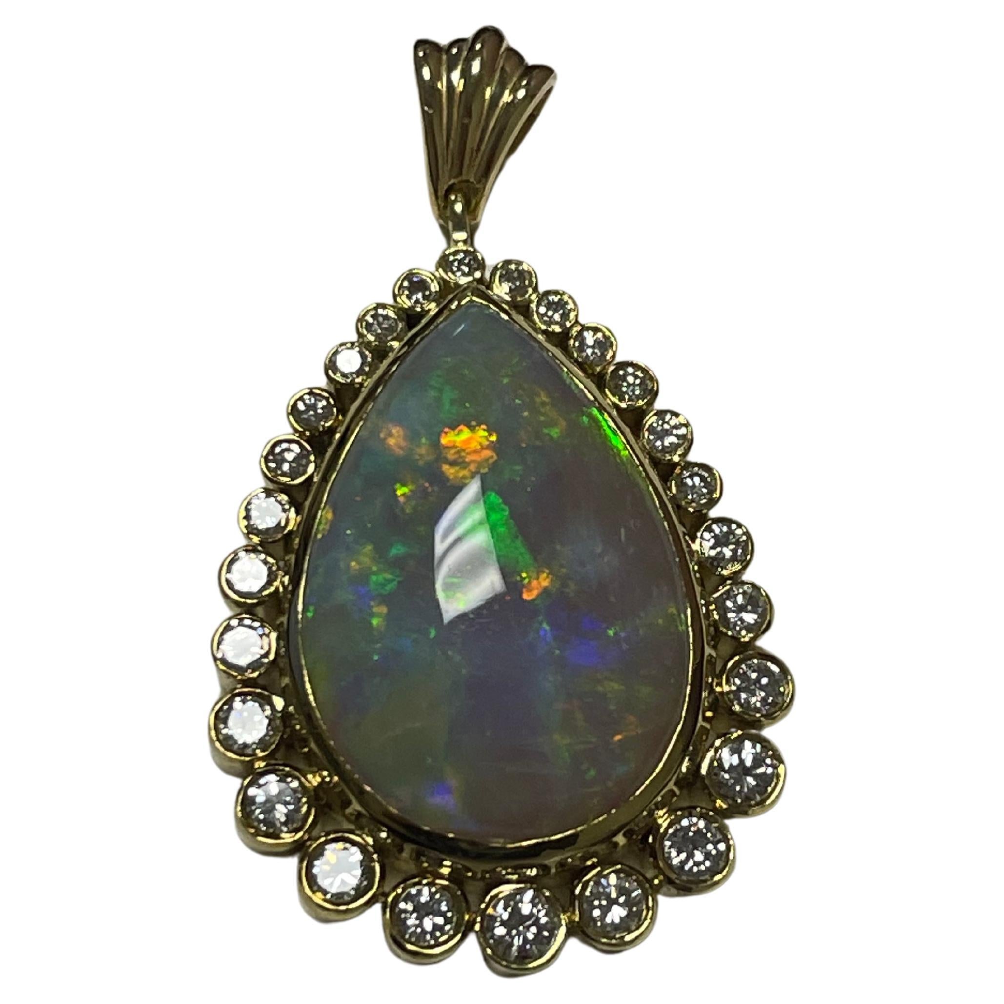 One Lady's Opal and Pendant in 14k Yellow Gold  For Sale