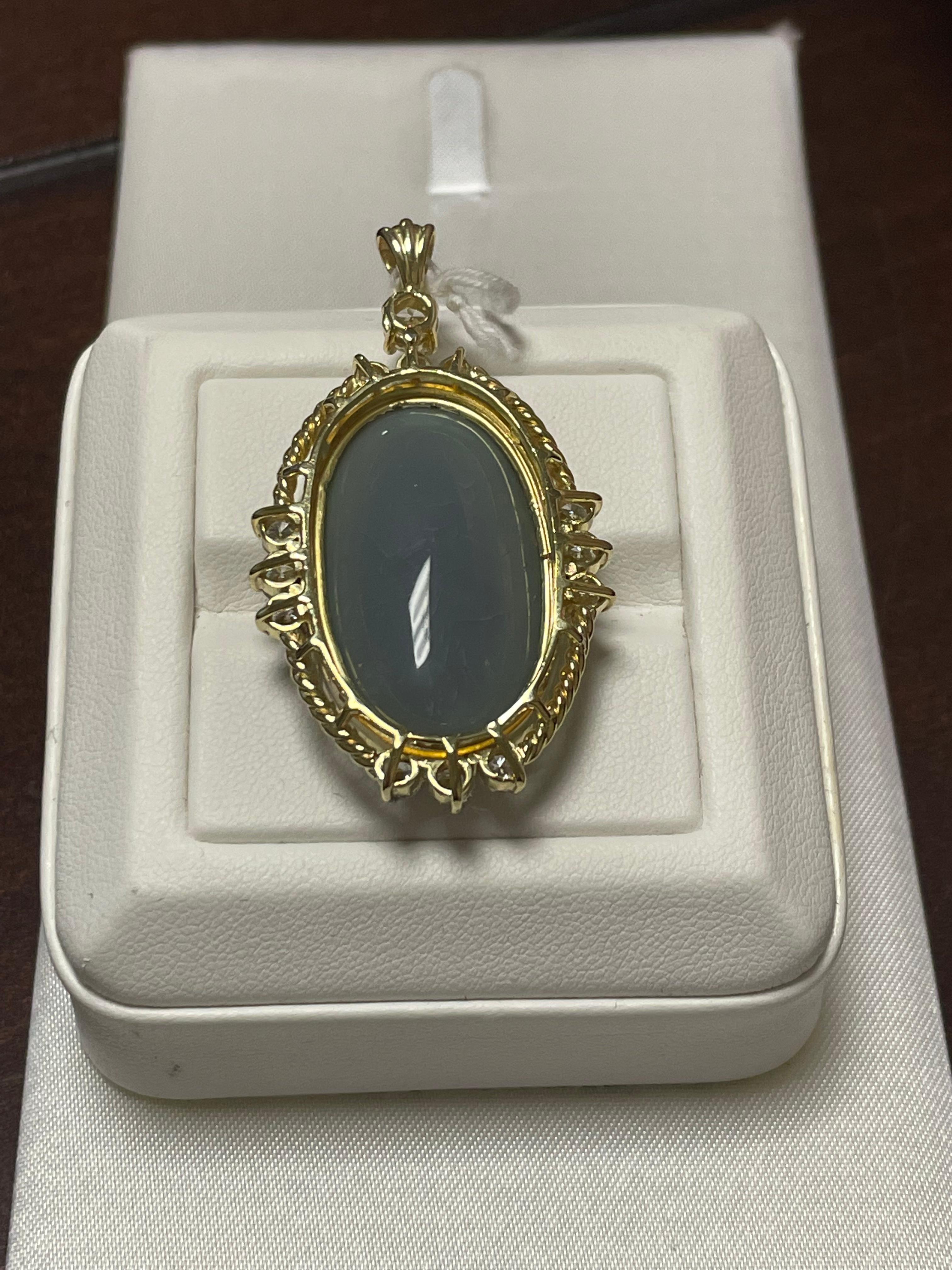 Cabochon One Lady's Opal and Pendant in 18k Yellow Gold For Sale