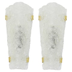 One Large Angular Ice Glass Sconce by Hillebrand, Germany, 1960s