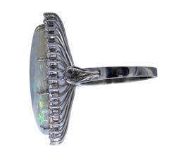 One Large Australian Opal and Diamond Ring