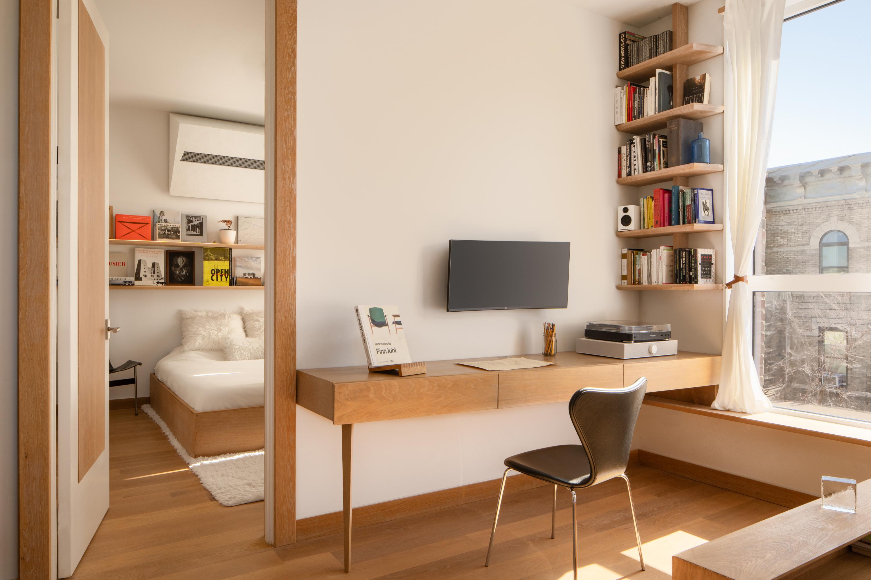 American One Legged White Oak Desk For Sale