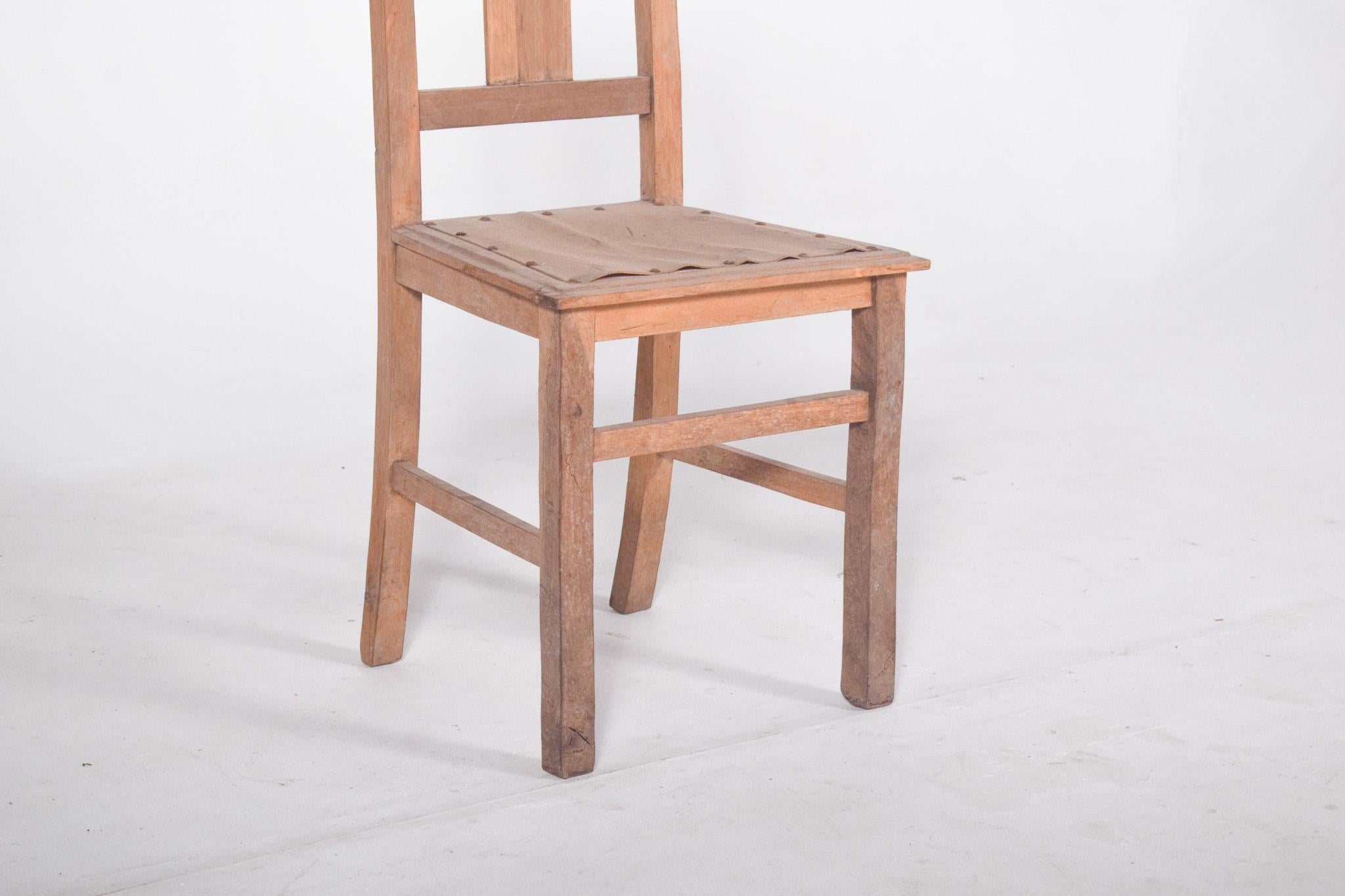 Portuguese One Light Wood Dining Chair For Sale