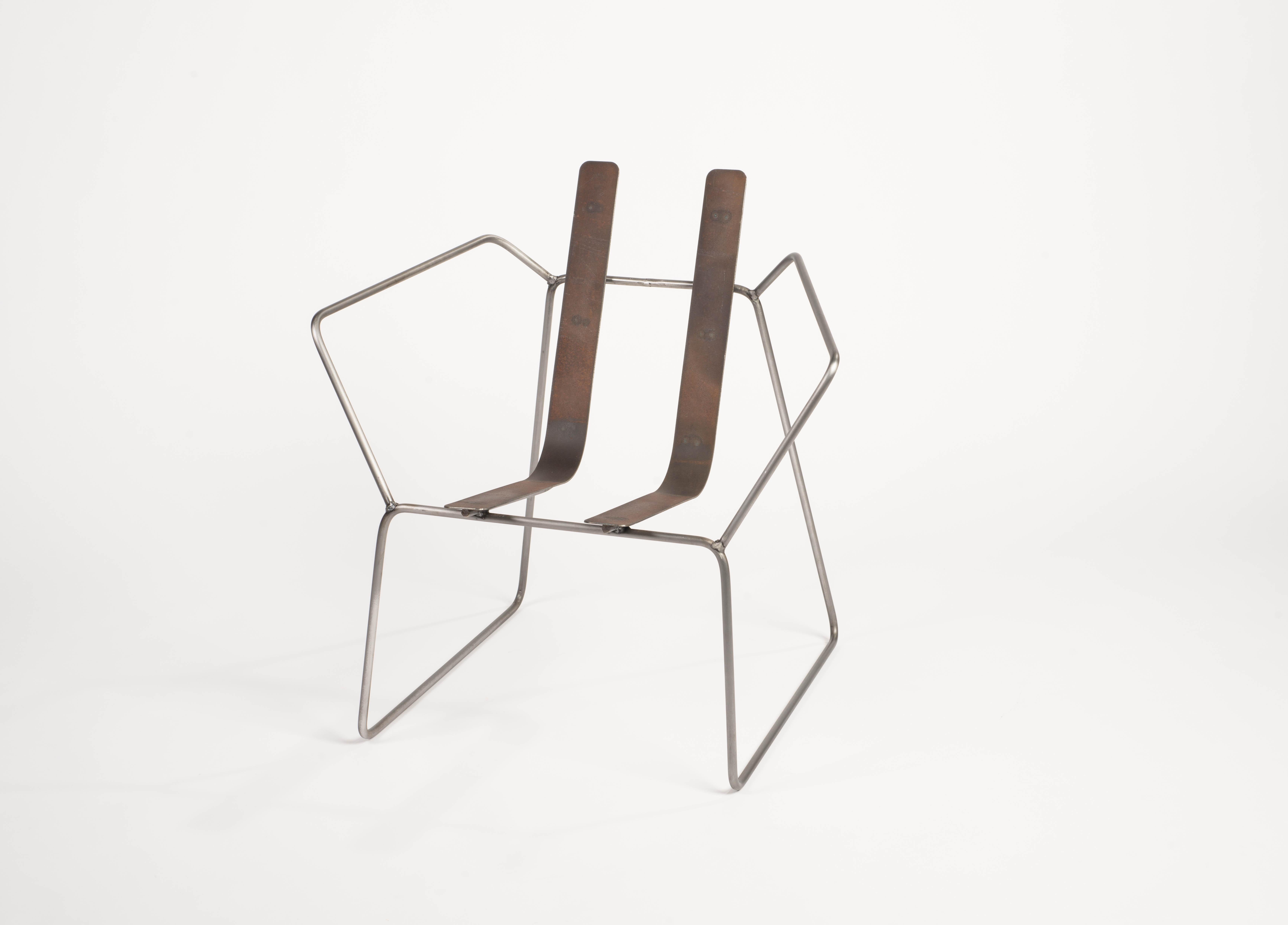 Steel One Line Stool by Neil Nenner For Sale