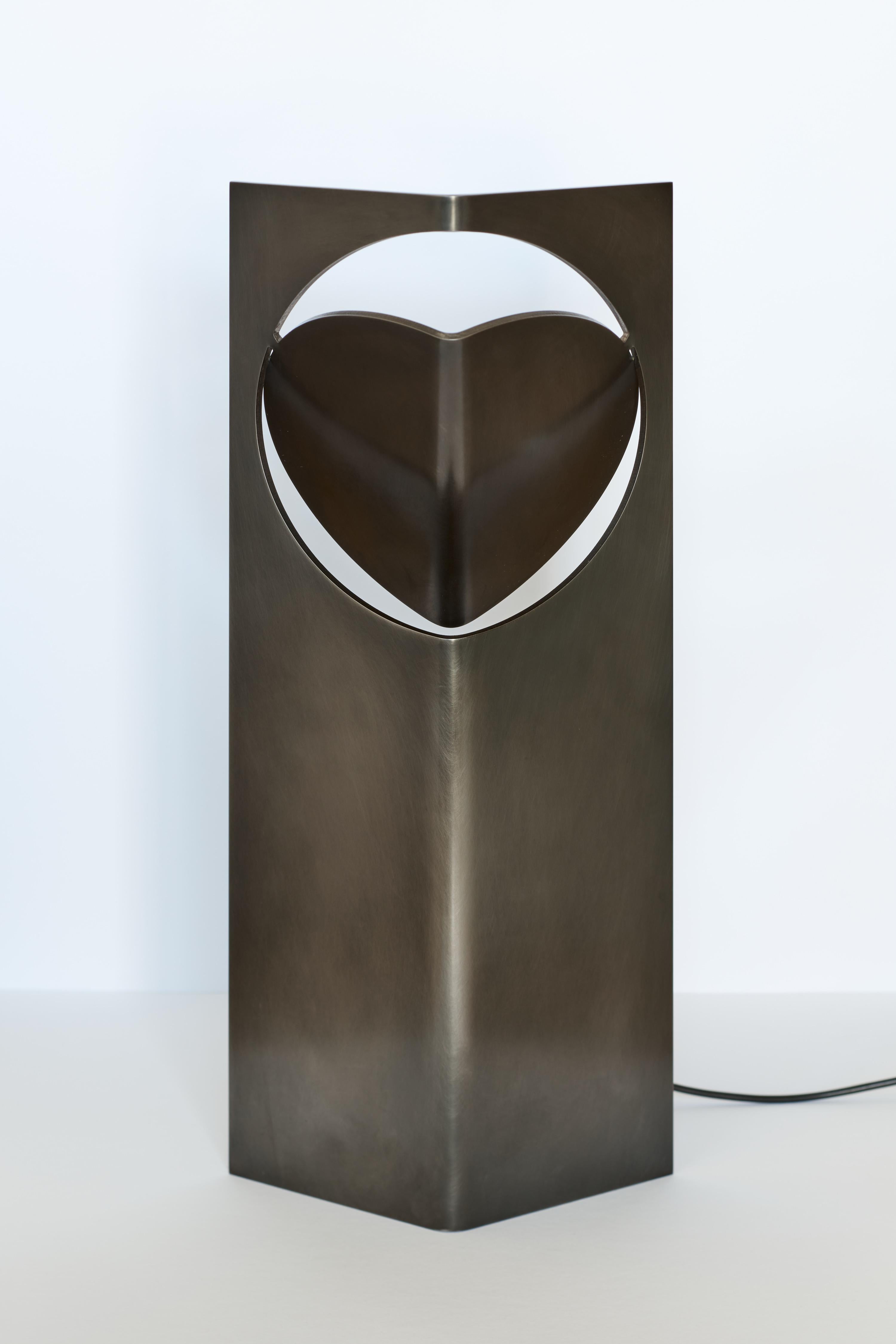 Other ONE LOVE Table Light Stainless Steel with Rich Black Patina by Frank Penders For Sale