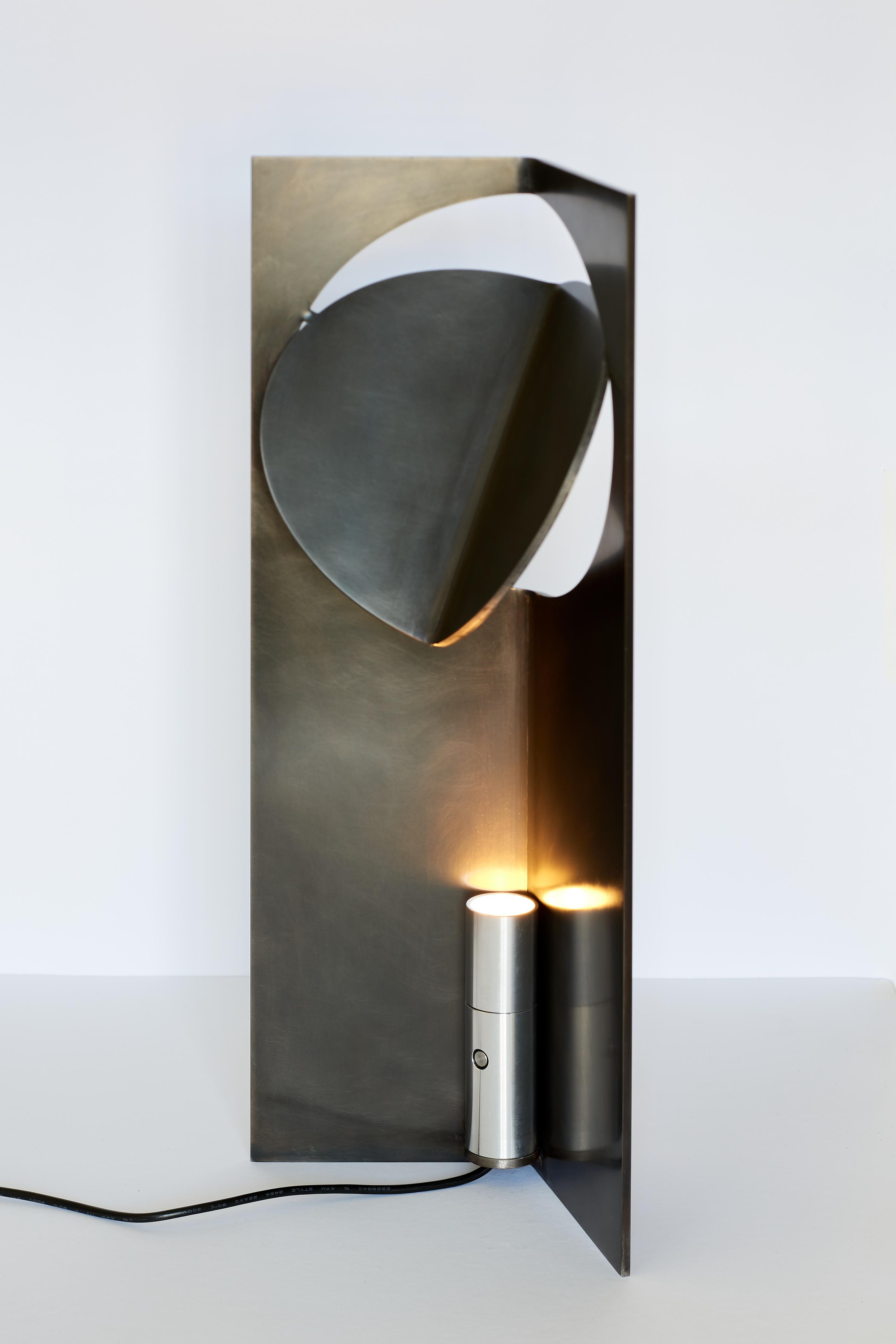 Contemporary ONE LOVE Table Light Stainless Steel with Rich Black Patina by Frank Penders For Sale