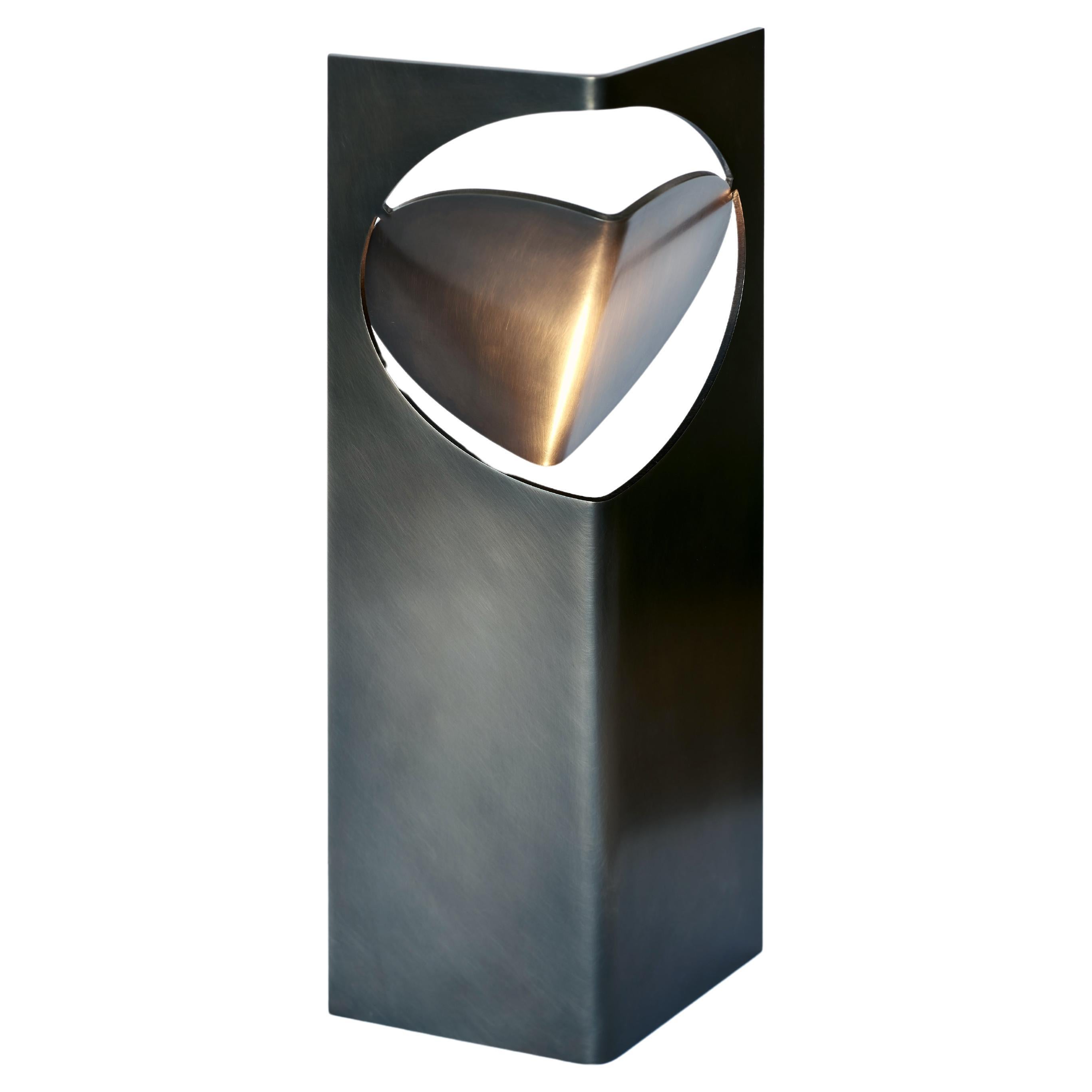 ONE LOVE Table Light Stainless Steel with Rich Black Patina by Frank Penders For Sale