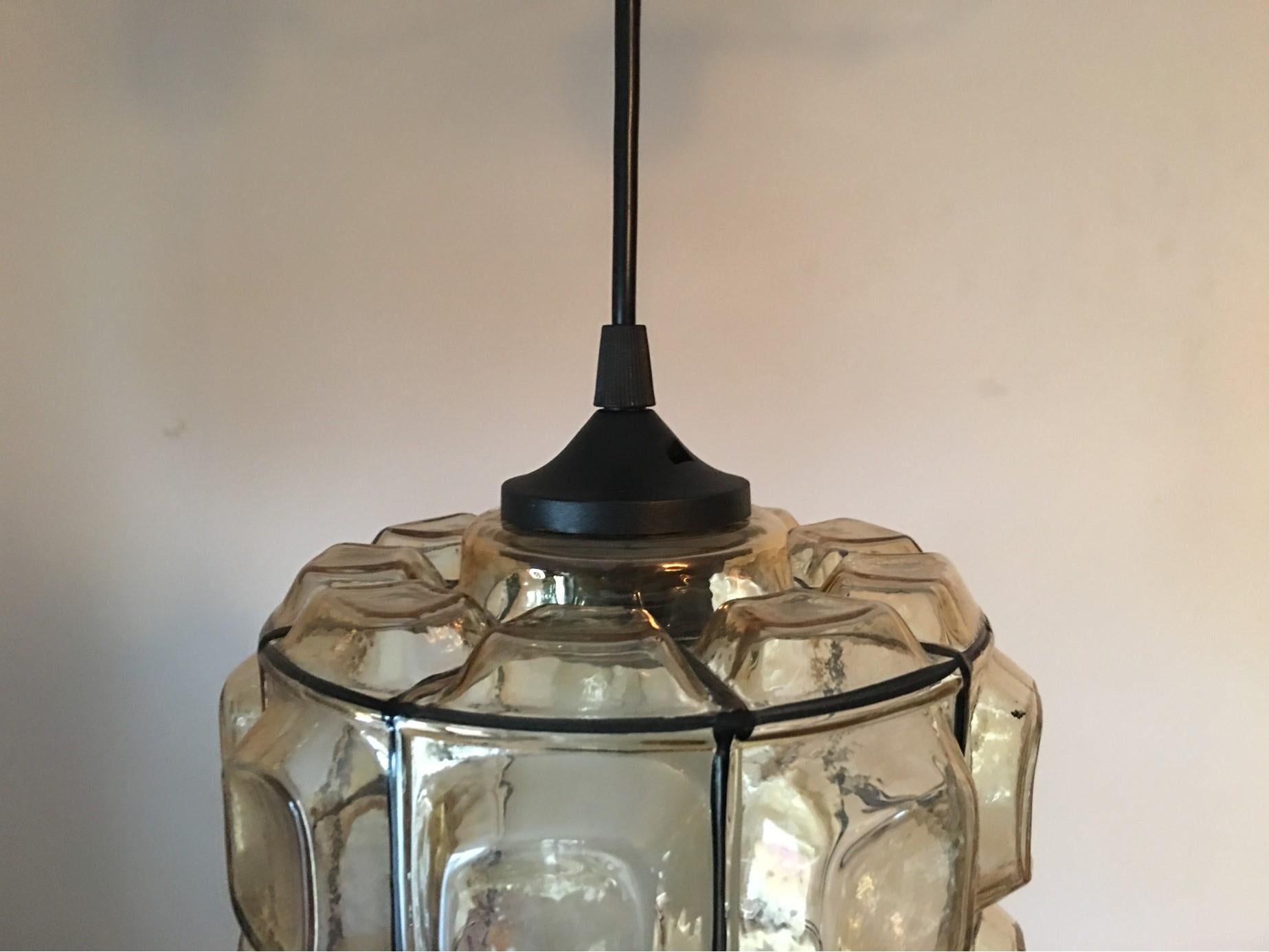 One Lovely Pair of German Limburg Style Glass Pendant Lamps For Sale 3