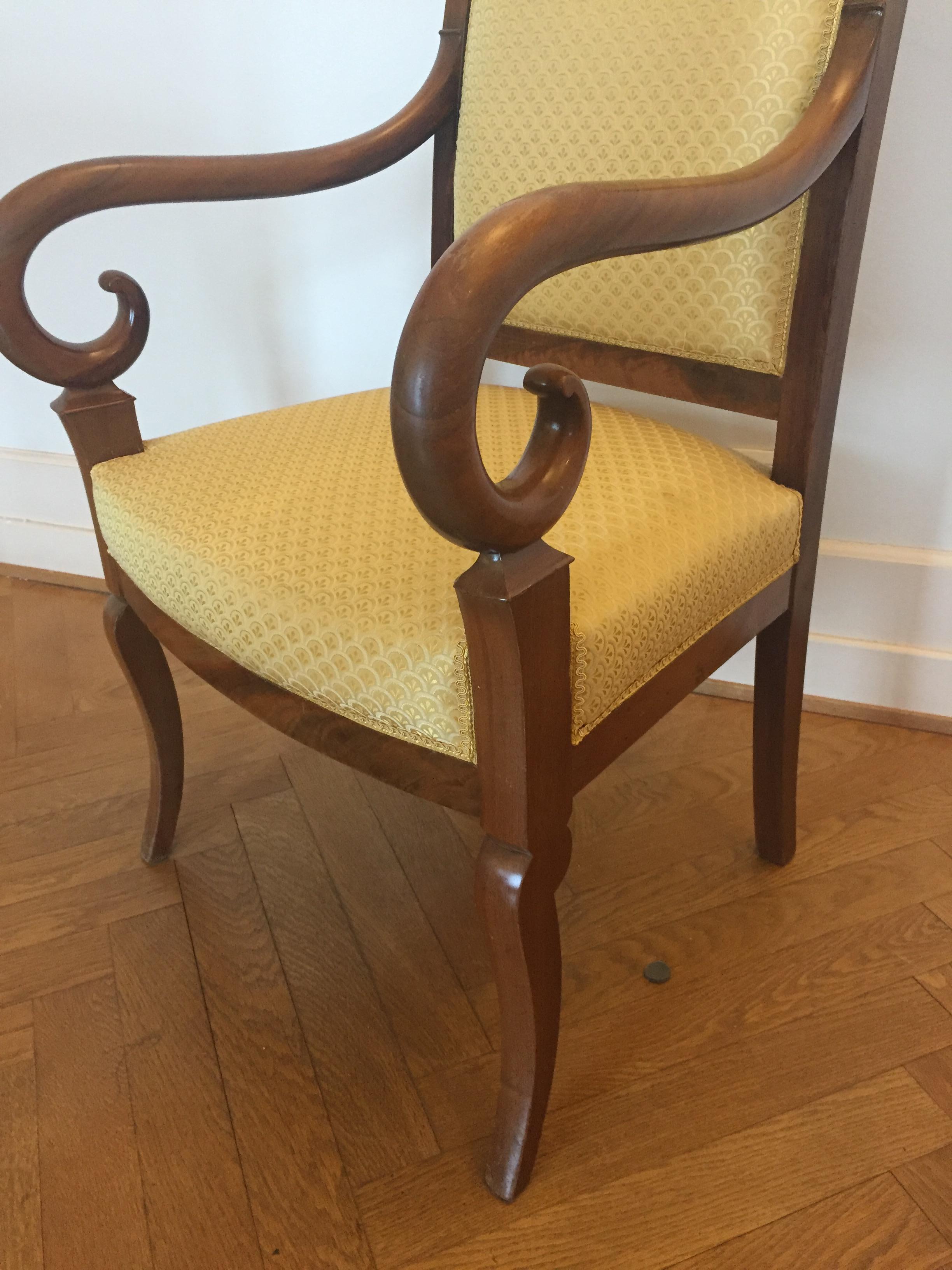 Louis Philippe One Mahogany French Louis Phillipe Desk or Living Room Armchair For Sale