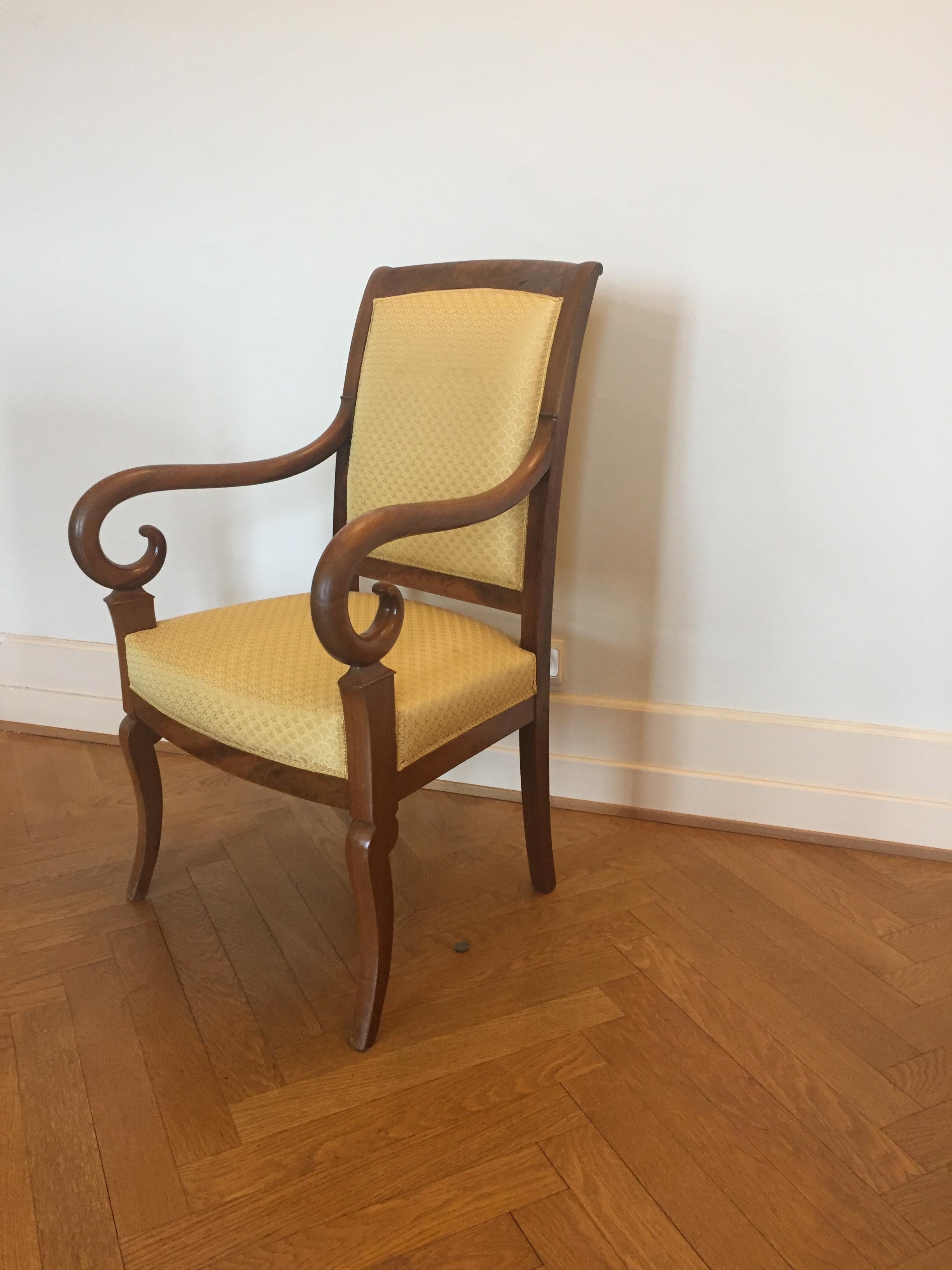 One Mahogany French Louis Phillipe Desk or Living Room Armchair For Sale 1