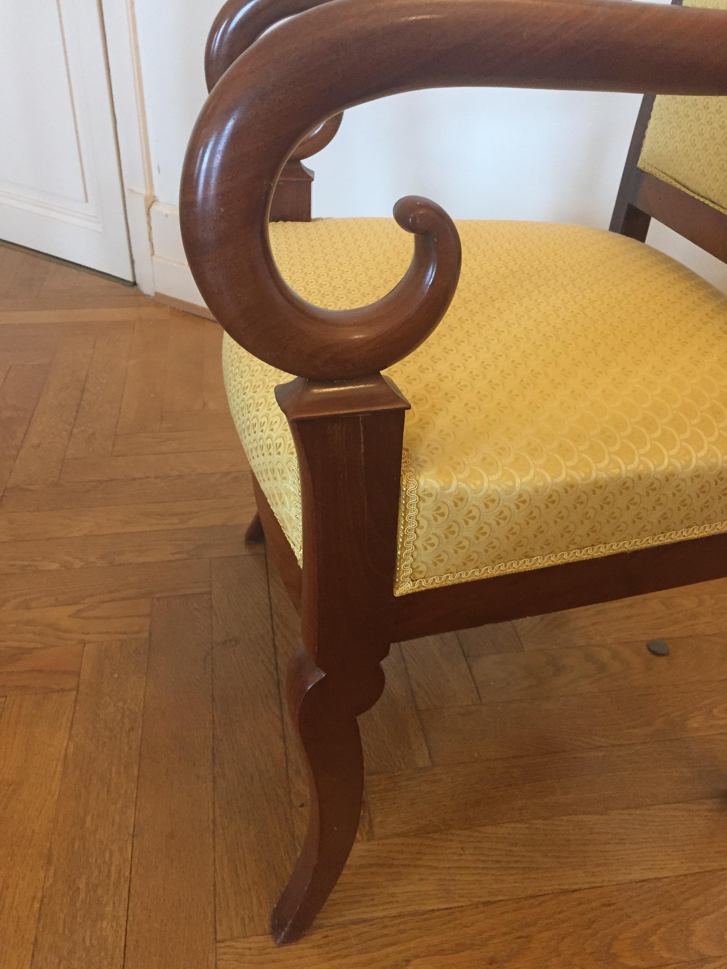 One Mahogany French Louis Phillipe Desk or Living Room Armchair For Sale 3