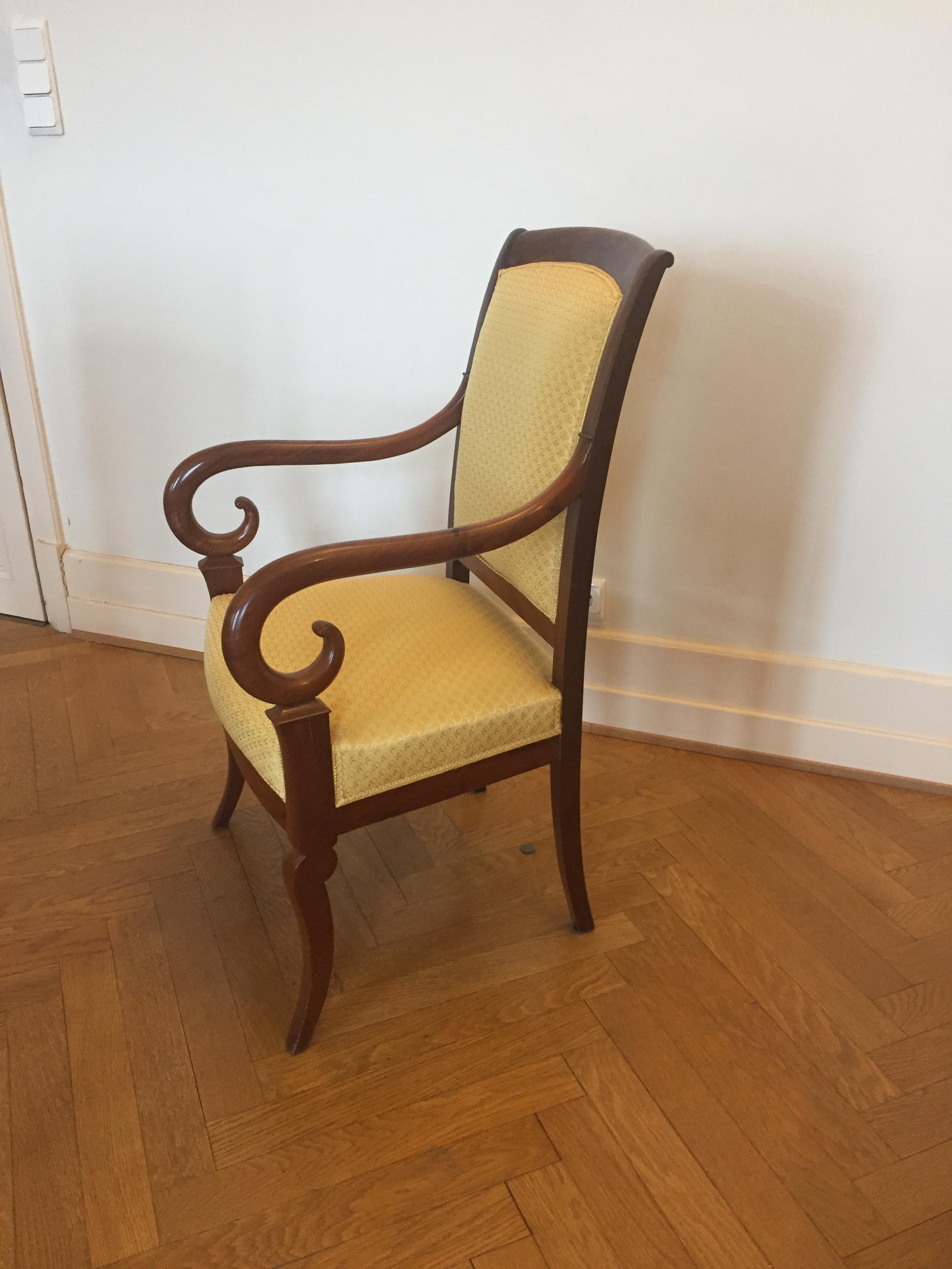 One Mahogany French Louis Phillipe Desk or Living Room Armchair For Sale 4