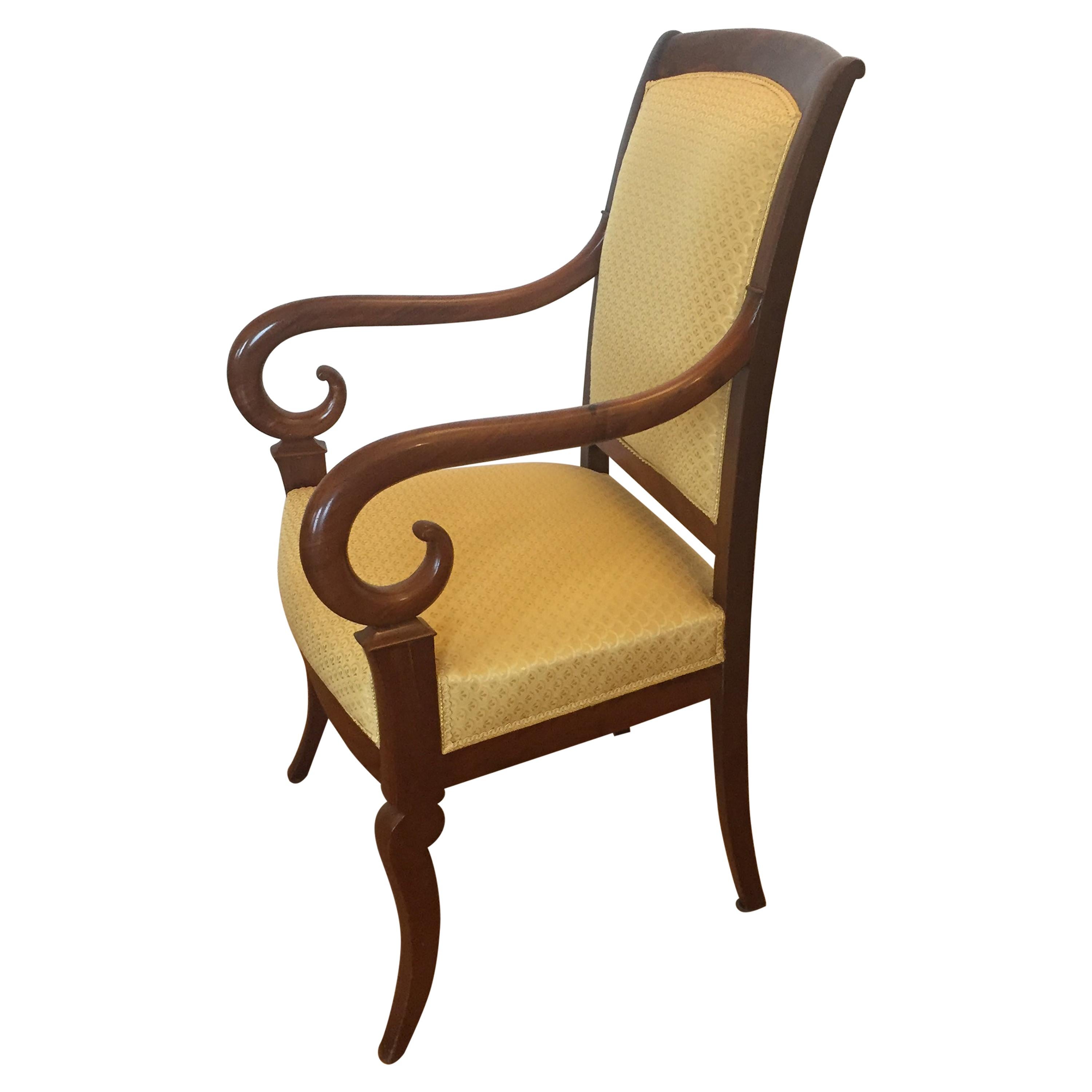 One Mahogany French Louis Phillipe Desk or Living Room Armchair