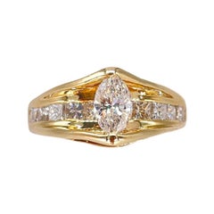 Diamantring mit 10 Diamanten im Prinzessinnenschliff in Marquise-Form, hochprofilig besetzt