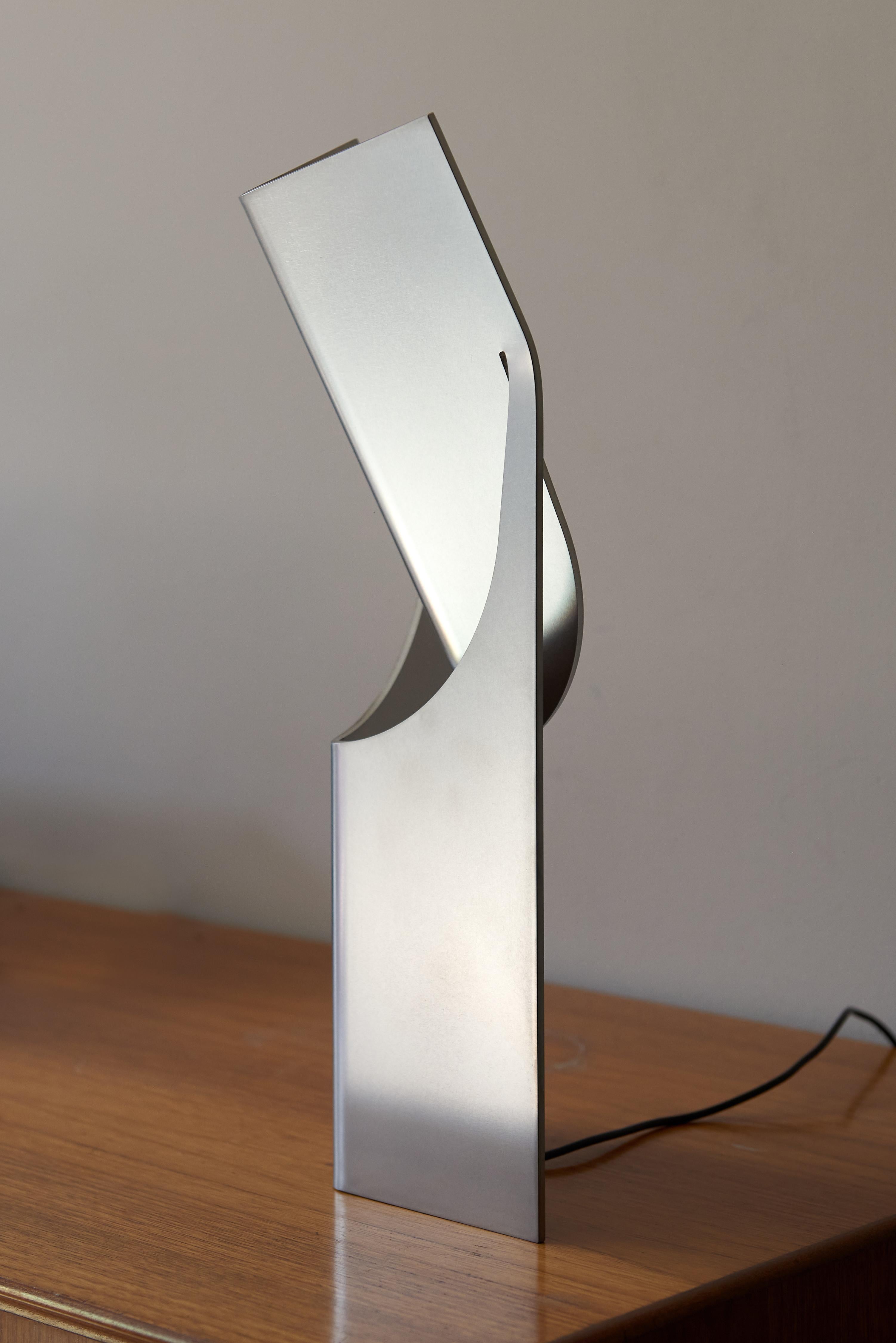 ONE MASK Table Light, Brushed Stainless Steel by Frank Penders For Sale 9