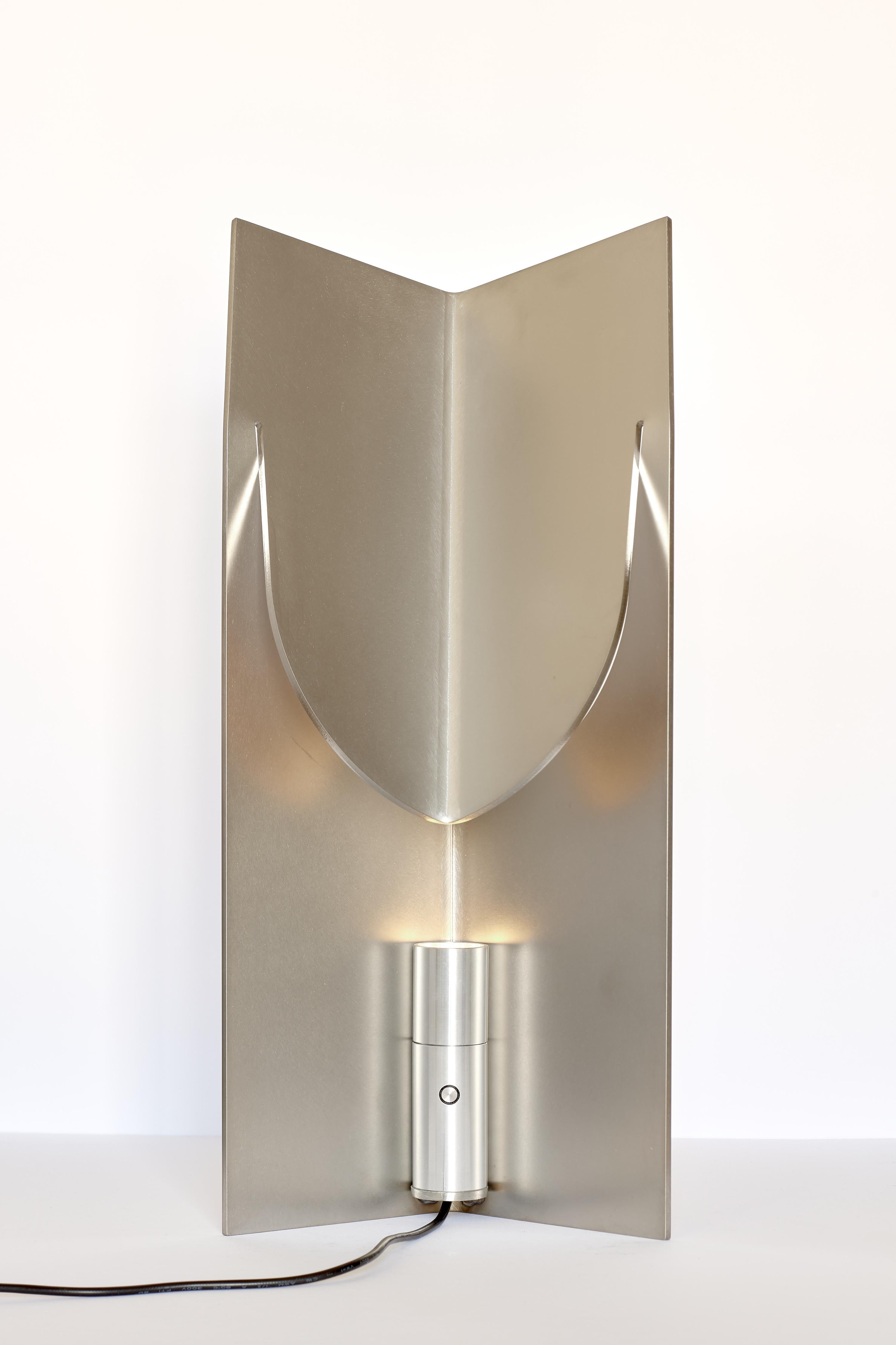 Contemporary ONE MASK Table Light, Brushed Stainless Steel by Frank Penders For Sale