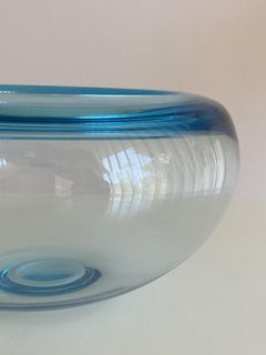 One Medium Size Light Blue Holmegaard Glass Bowl Provence by Per Lütken Denmark