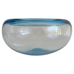 One Medium Size Light Blue Holmegaard Glass Bowl Provence by Per Lütken Denmark