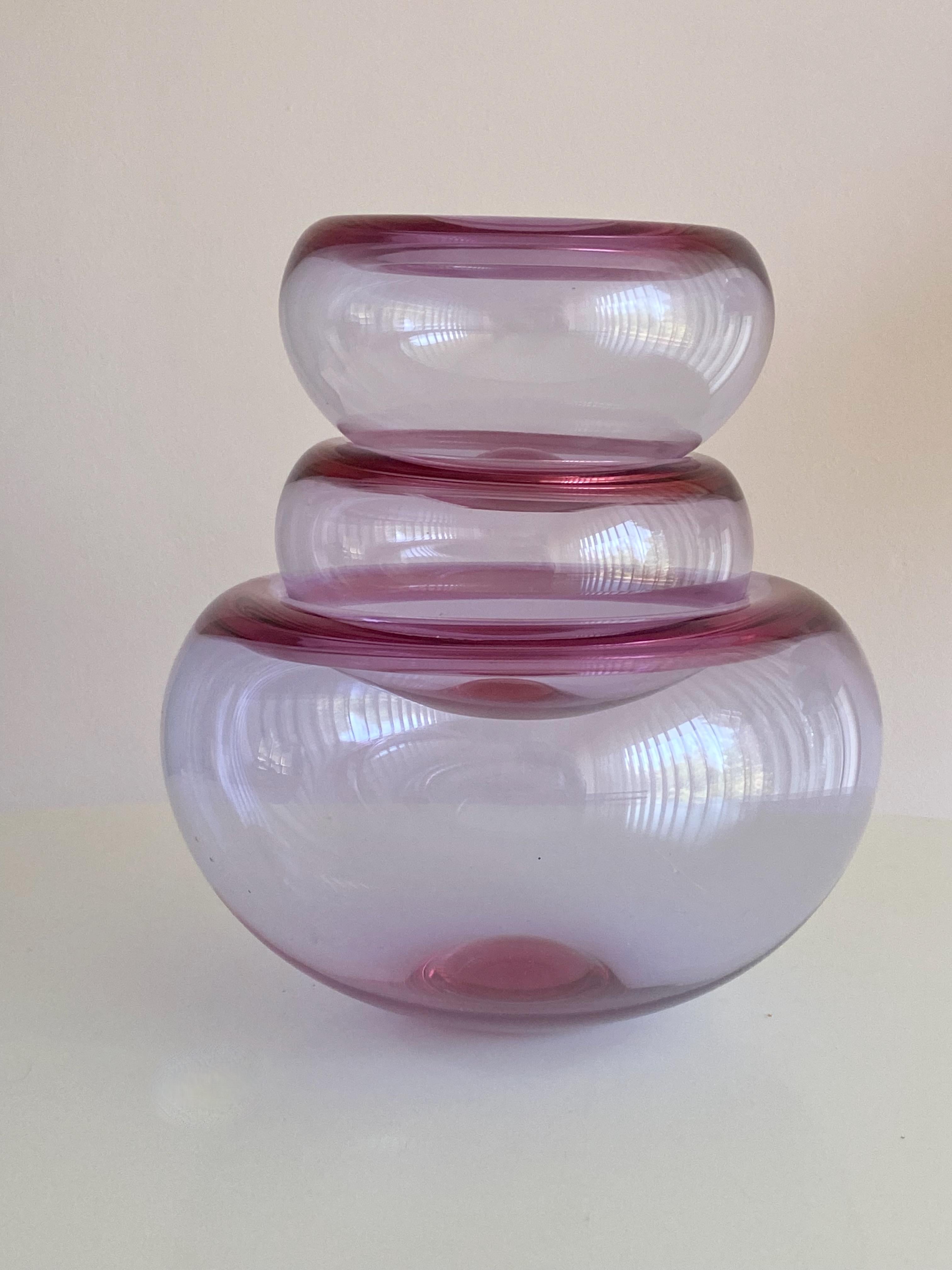 Mid-20th Century One Medium Size Purple Holmegaard Glass Bowl Provence by Per Lütken Denmark For Sale